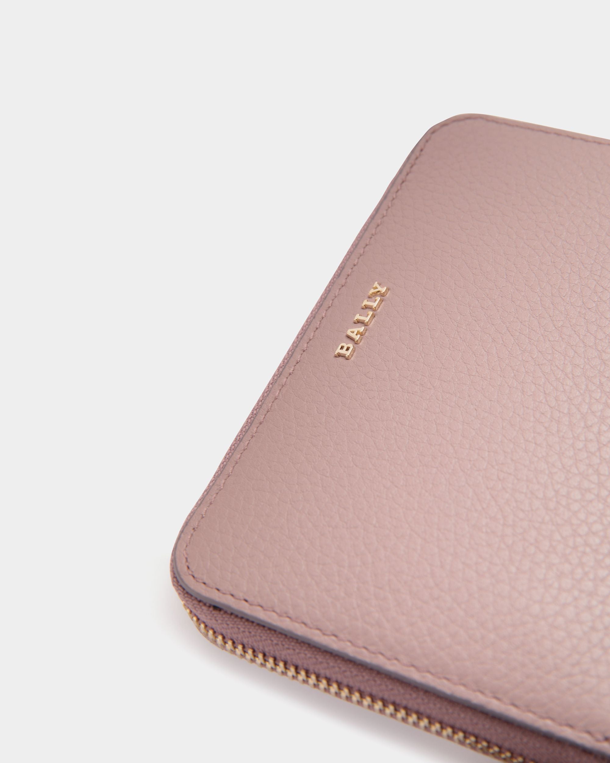 Portefeuille À Contour Zippé En Cuir Grainé Rose - Femme - Bally - 04