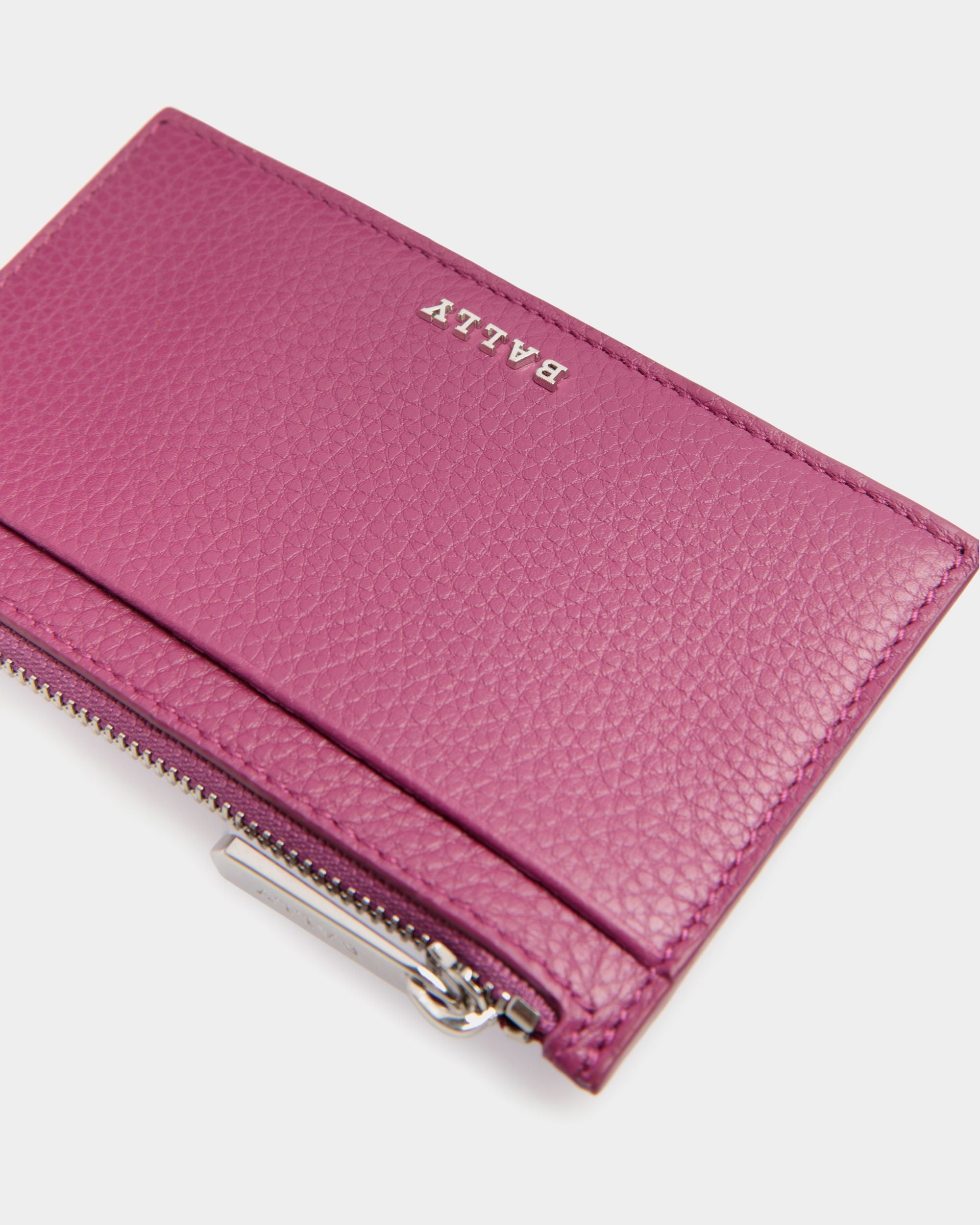 Porte-Cartes De Visite En Cuir Grainé Rose - Femme - Bally - 04