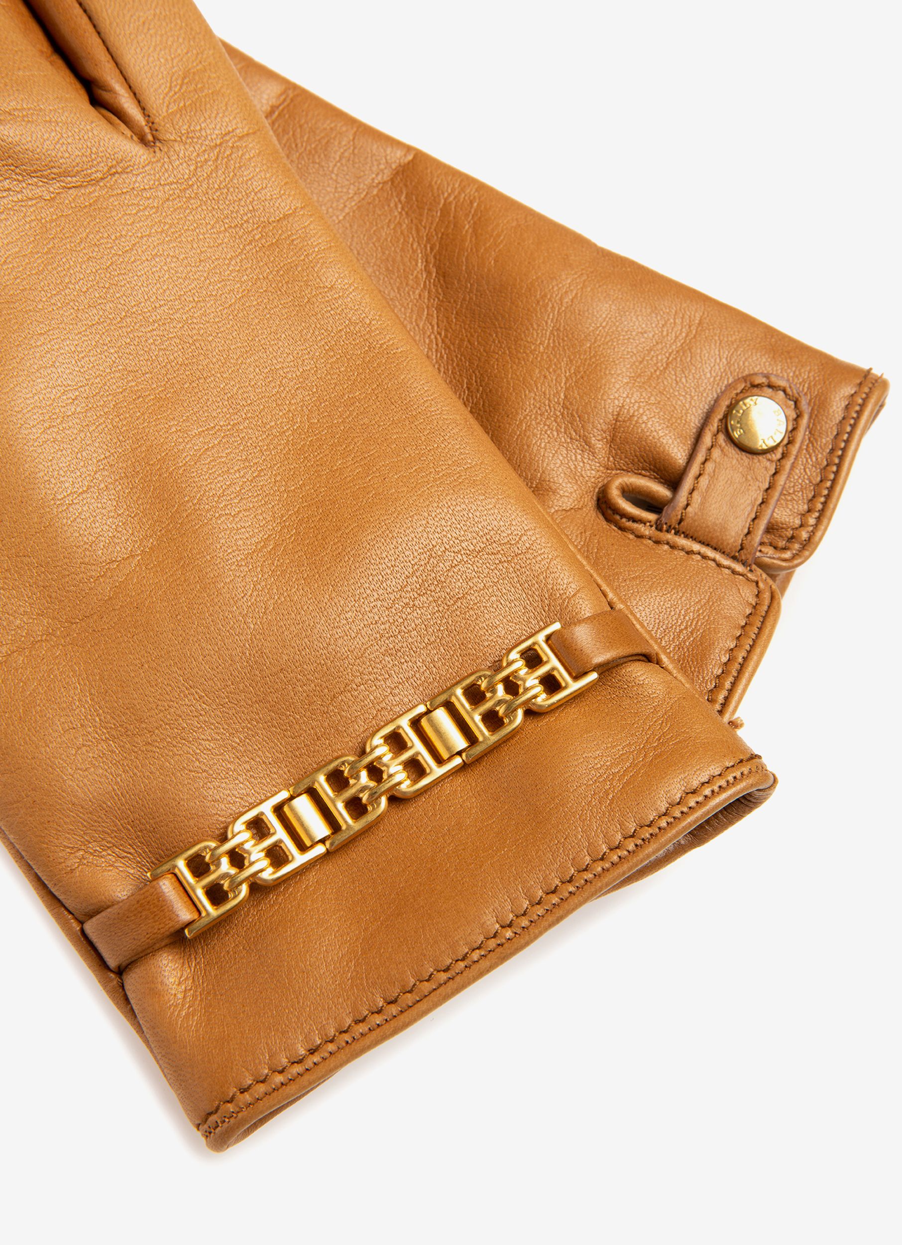 Gants B-Chain En Cuir Marron - Femme - Bally - 02