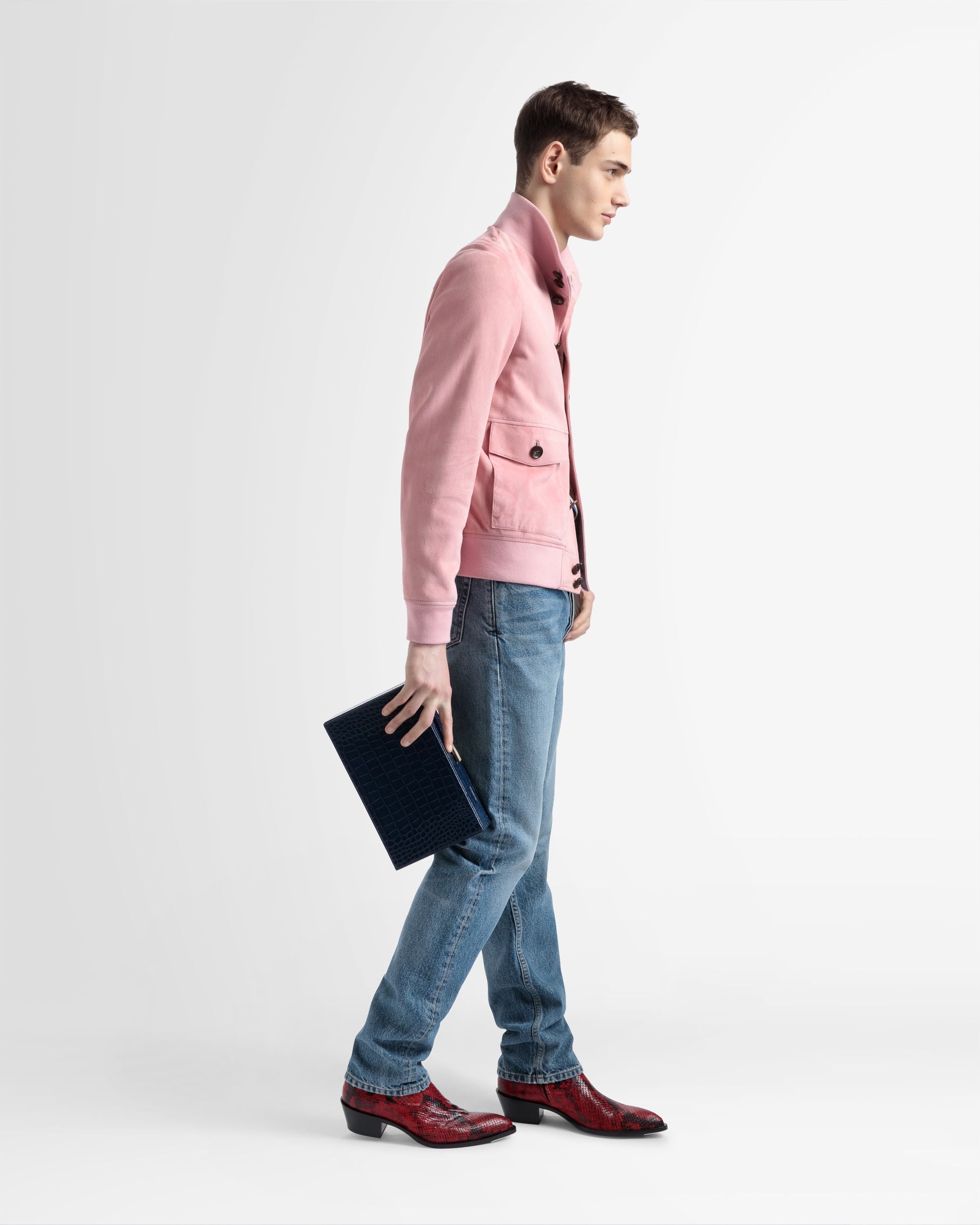 Blouson Bomber In Pink Leather - Men's - Bally - 04