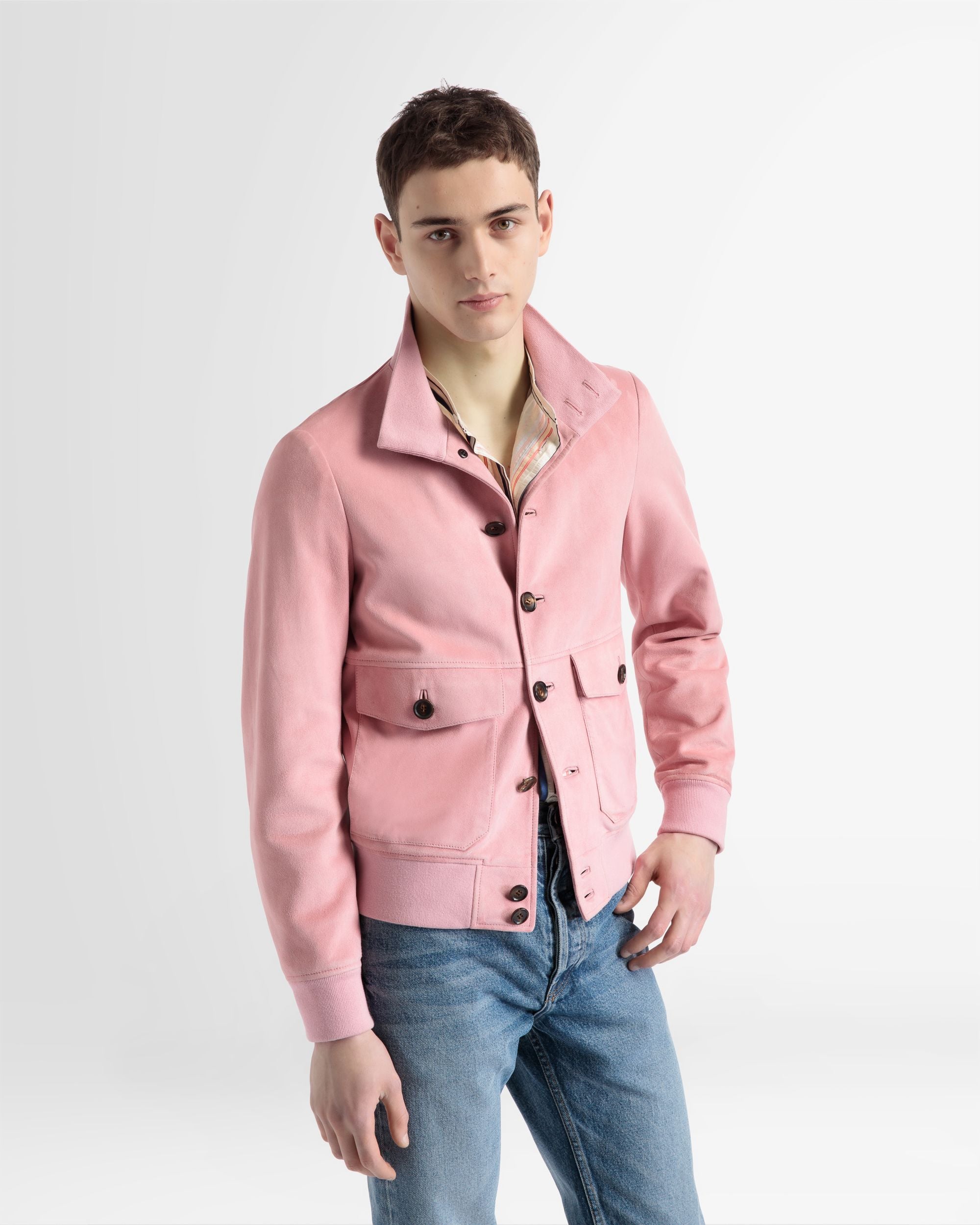 Blouson Bomber In Pink Leather - Men's - Bally - 06