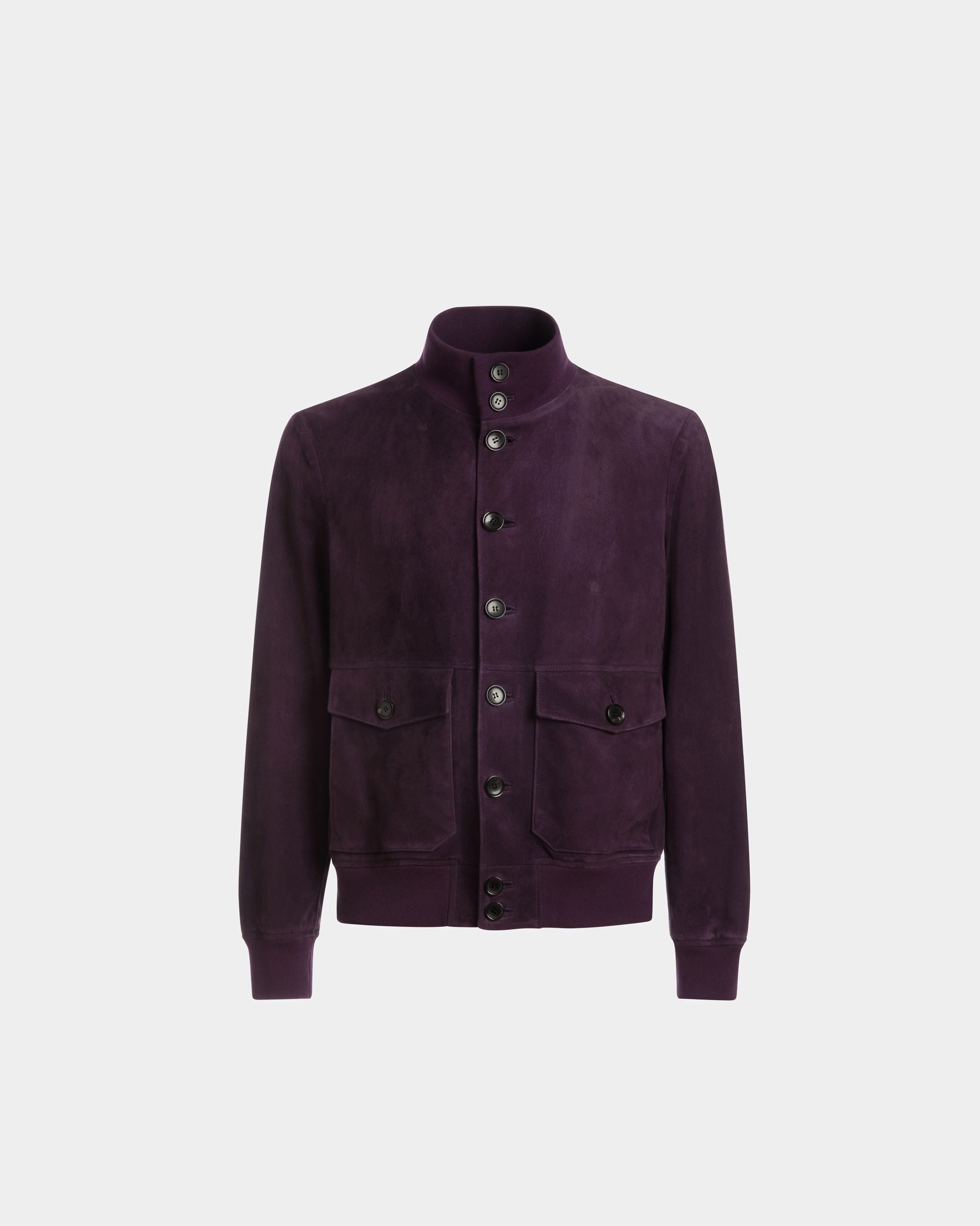 Hochgeschlossene Bomberjacke Aus Veloursleder in Orchidee - Homme - Bally - 01