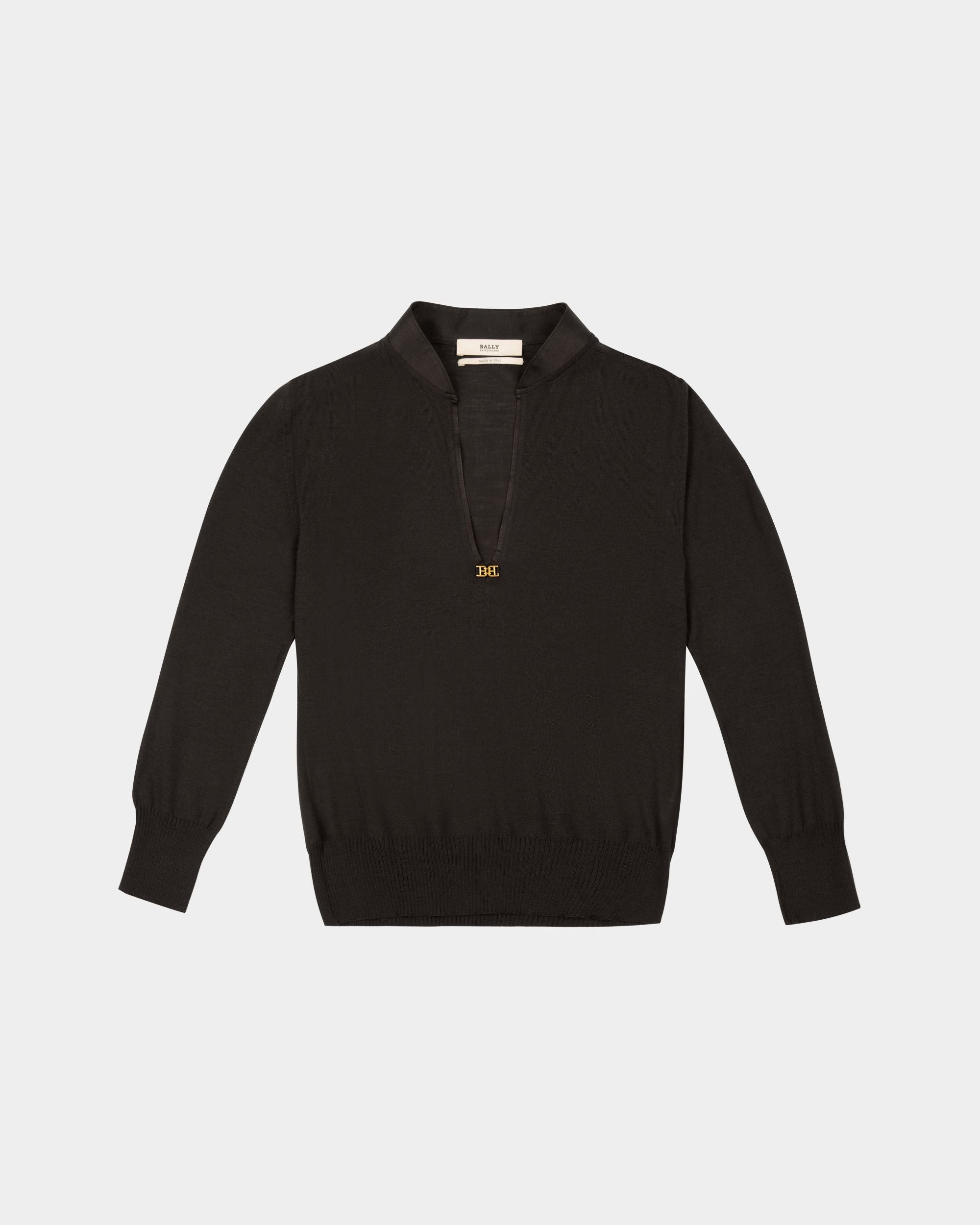 Pull V En Laine Noire - Femme - Bally - 01