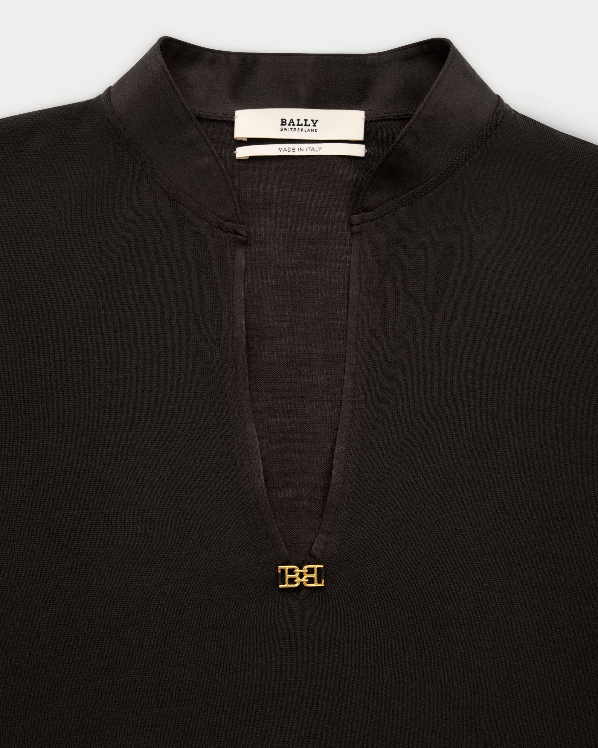 Pull V En Laine Noire - Femme - Bally - 03