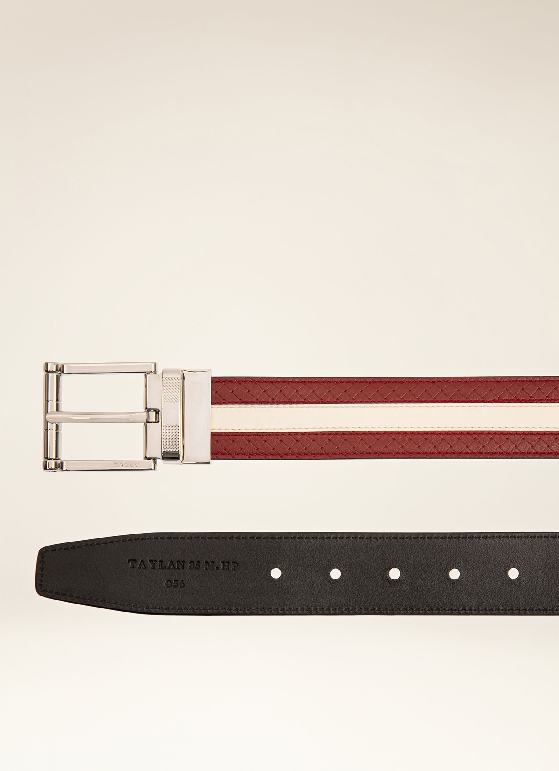 Taylan 35 Mm Breiter Ledergürtel In Bally Red Und Schwarz - Herren - Bally - 03