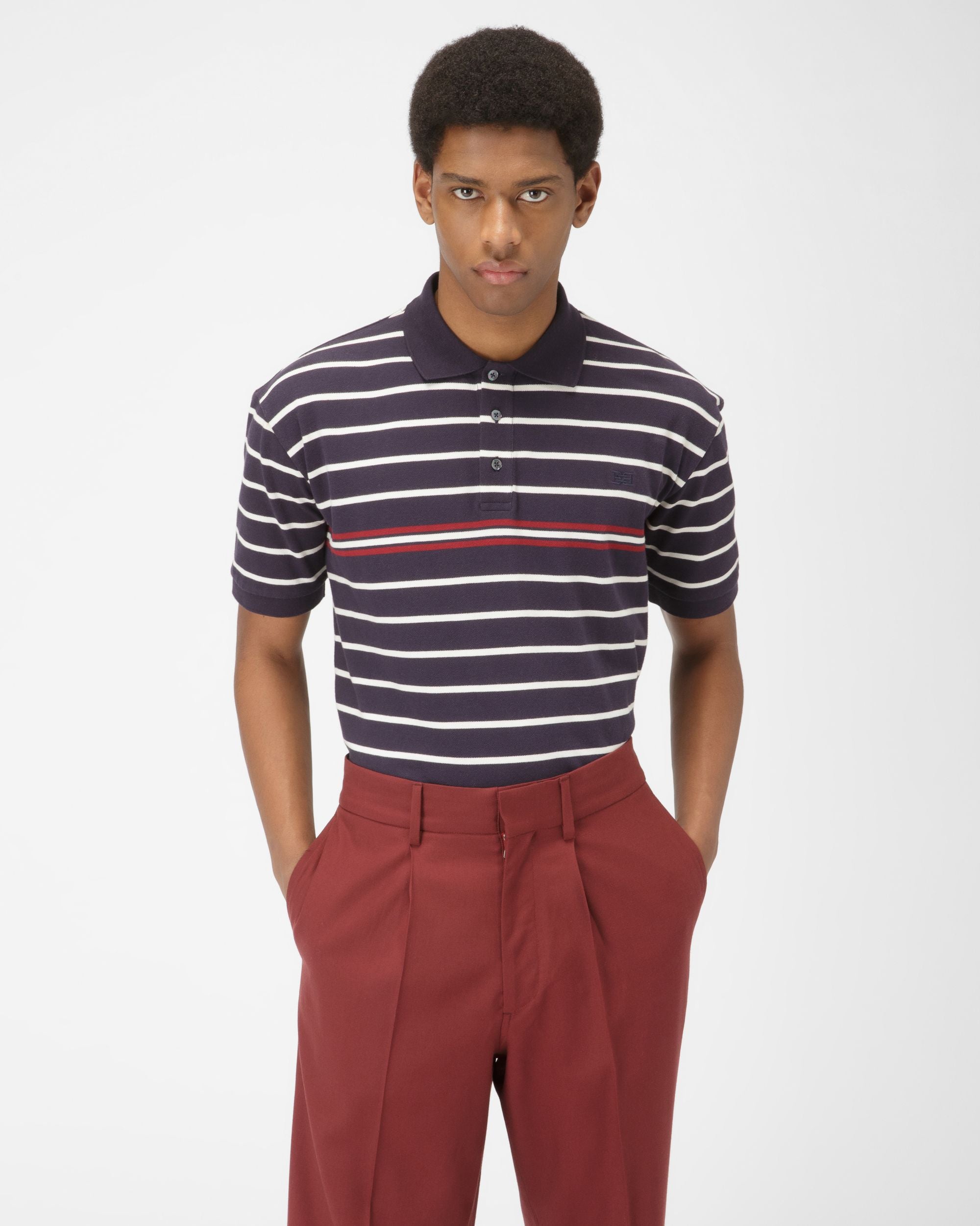 Polo En Coton Bleu Marine - Homme - Bally - 01
