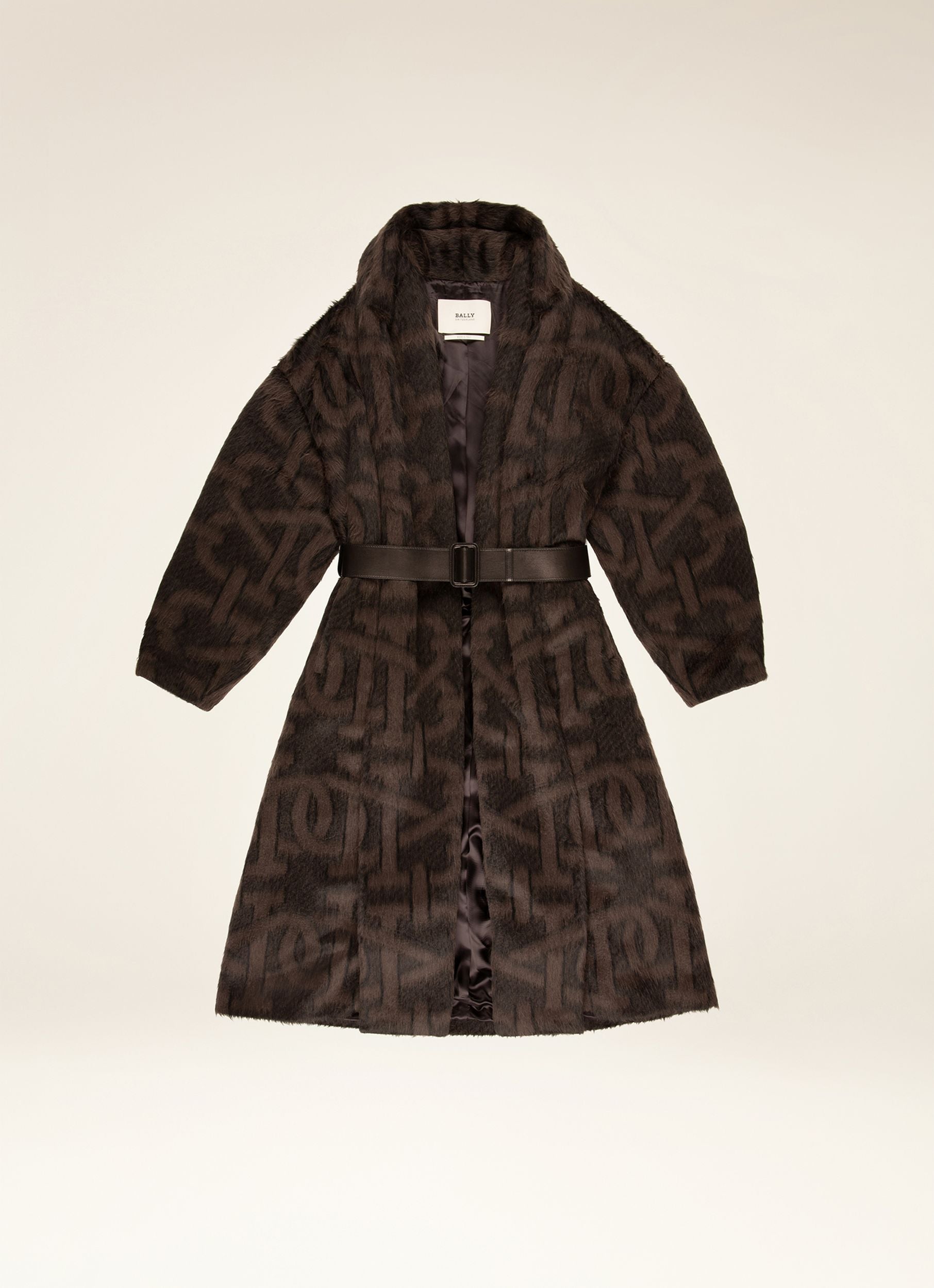 Manteau À Monogramme B En Mélange D'Alpaga Noir - Femme - Bally - 01