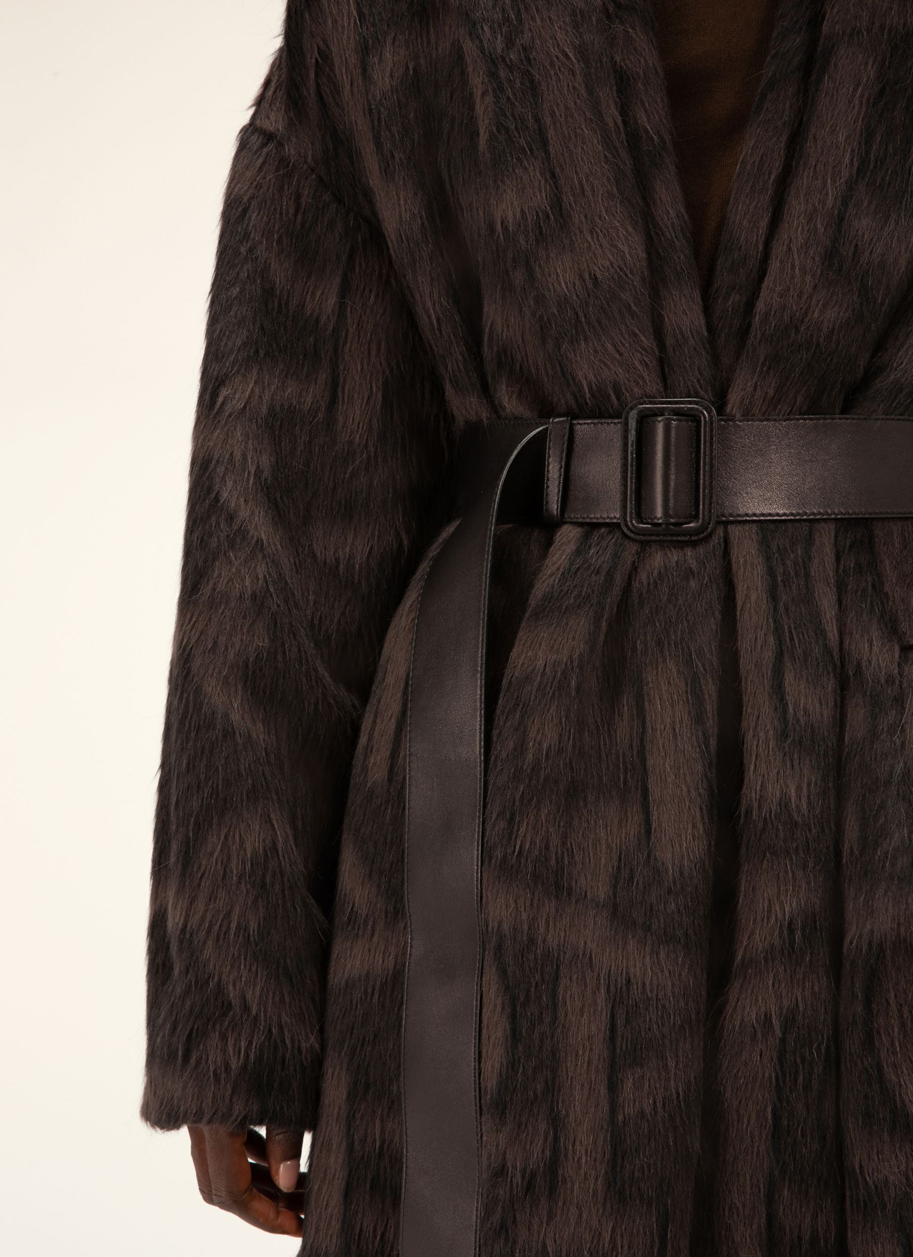 Manteau À Monogramme B En Mélange D'Alpaga Noir - Femme - Bally - 02