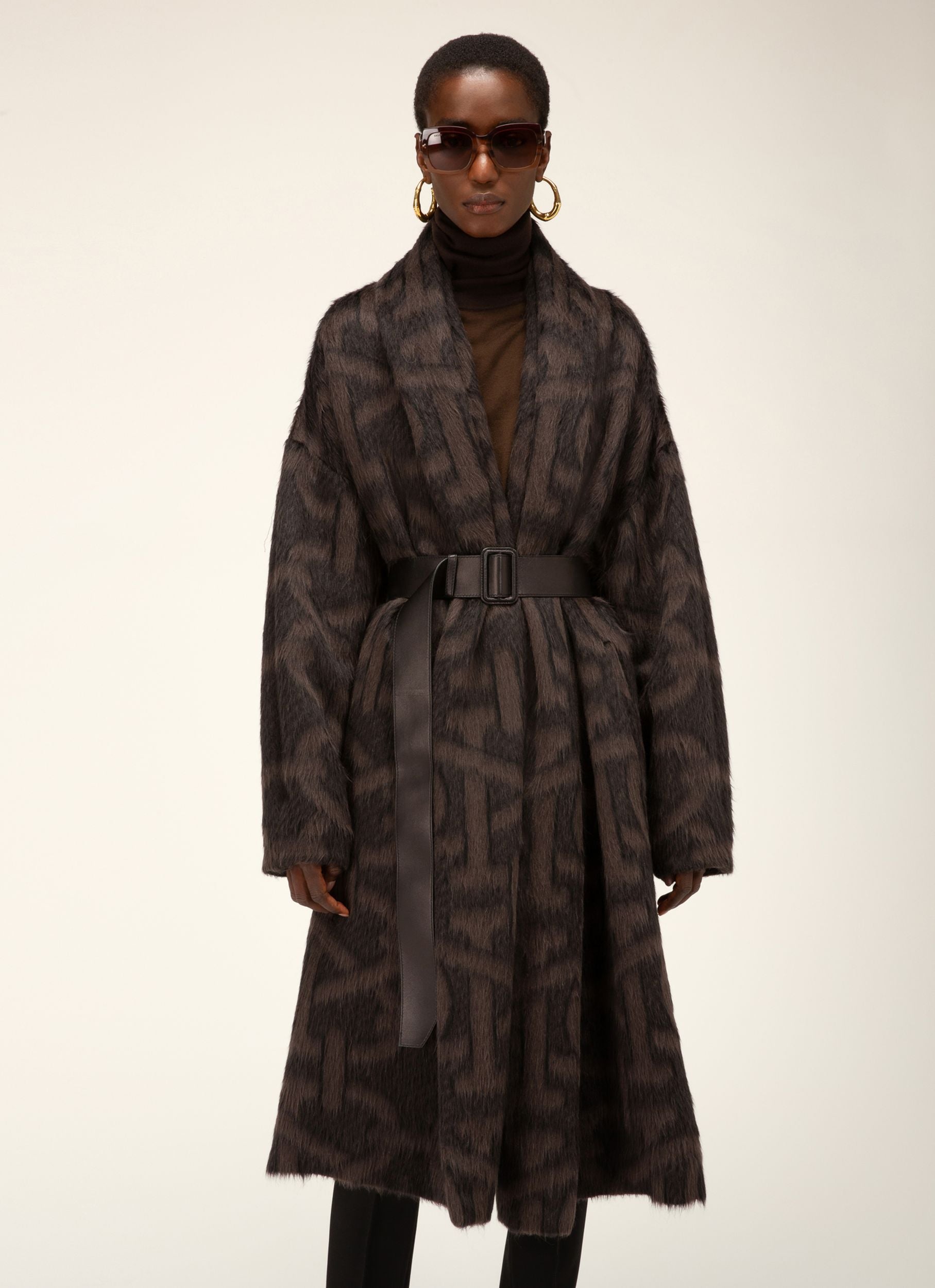 Manteau À Monogramme B En Mélange D'Alpaga Noir - Femme - Bally - 03