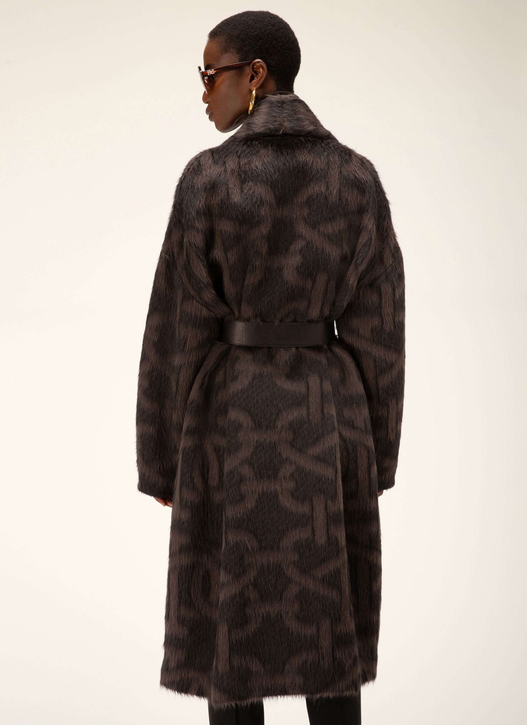 Manteau À Monogramme B En Mélange D'Alpaga Noir - Femme - Bally - 04