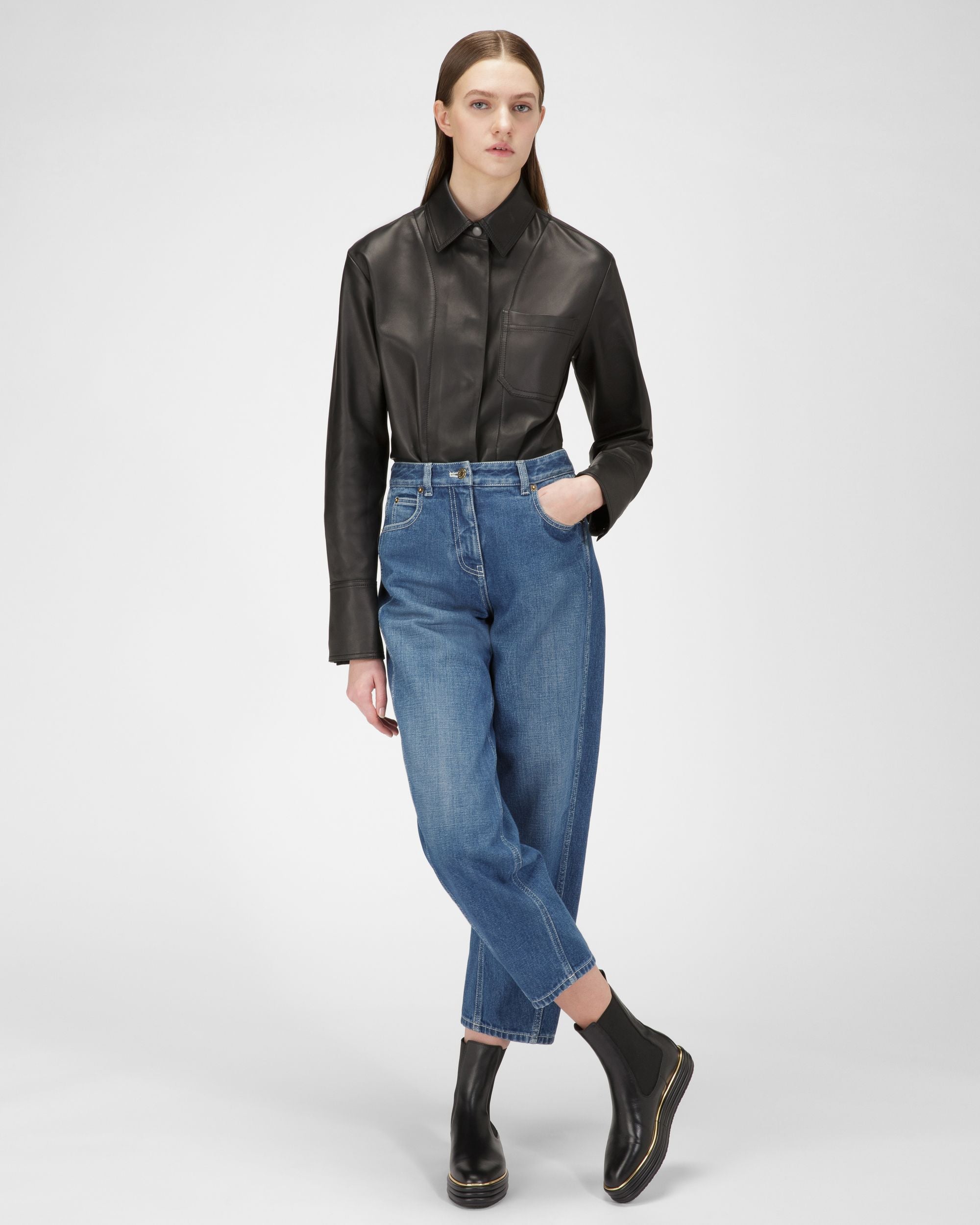 Faelisa Bottes En Cuir Noir - Femme - Bally - 01