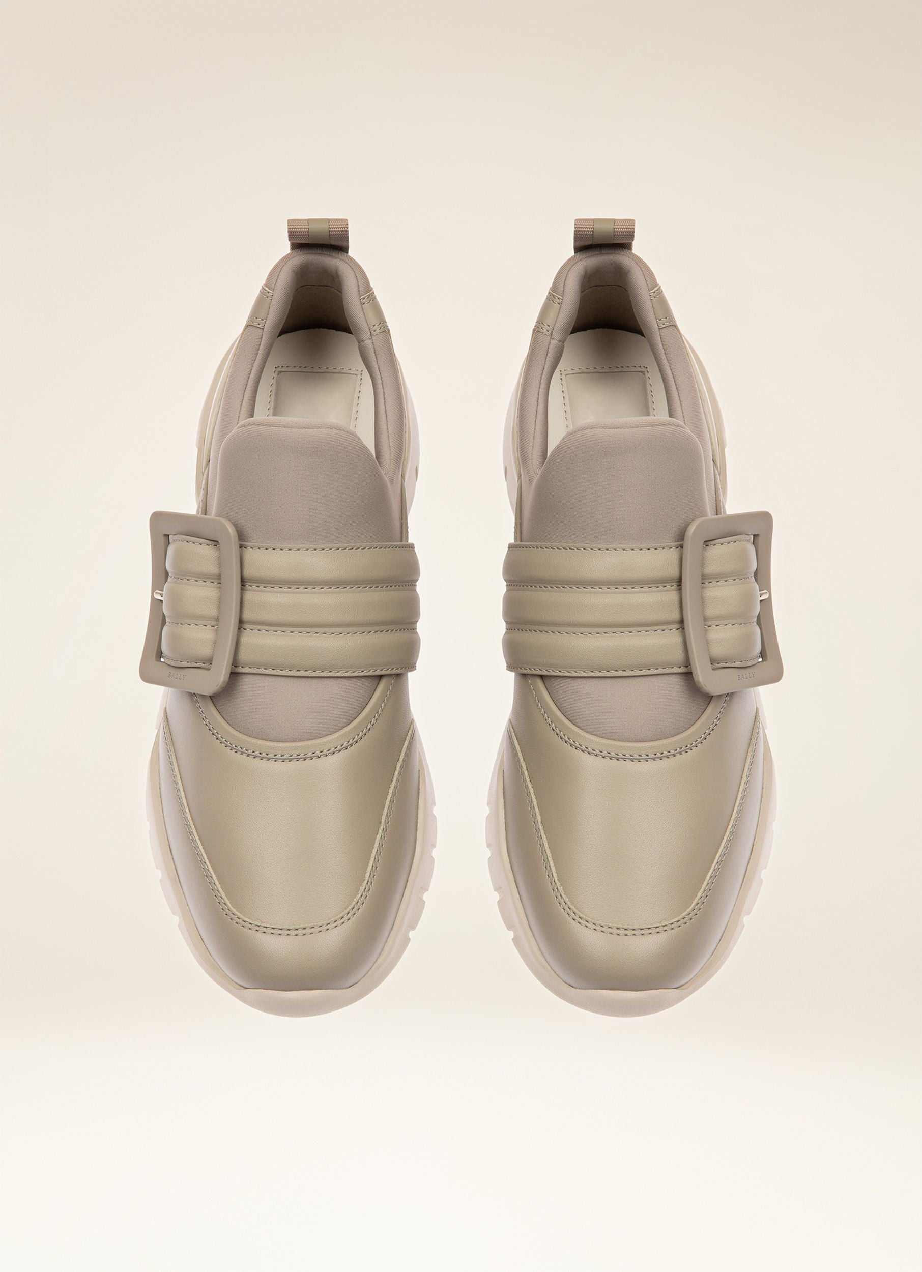 Brinelle Sneakers En Cuir Gris Pierre - Femme - Bally - 04
