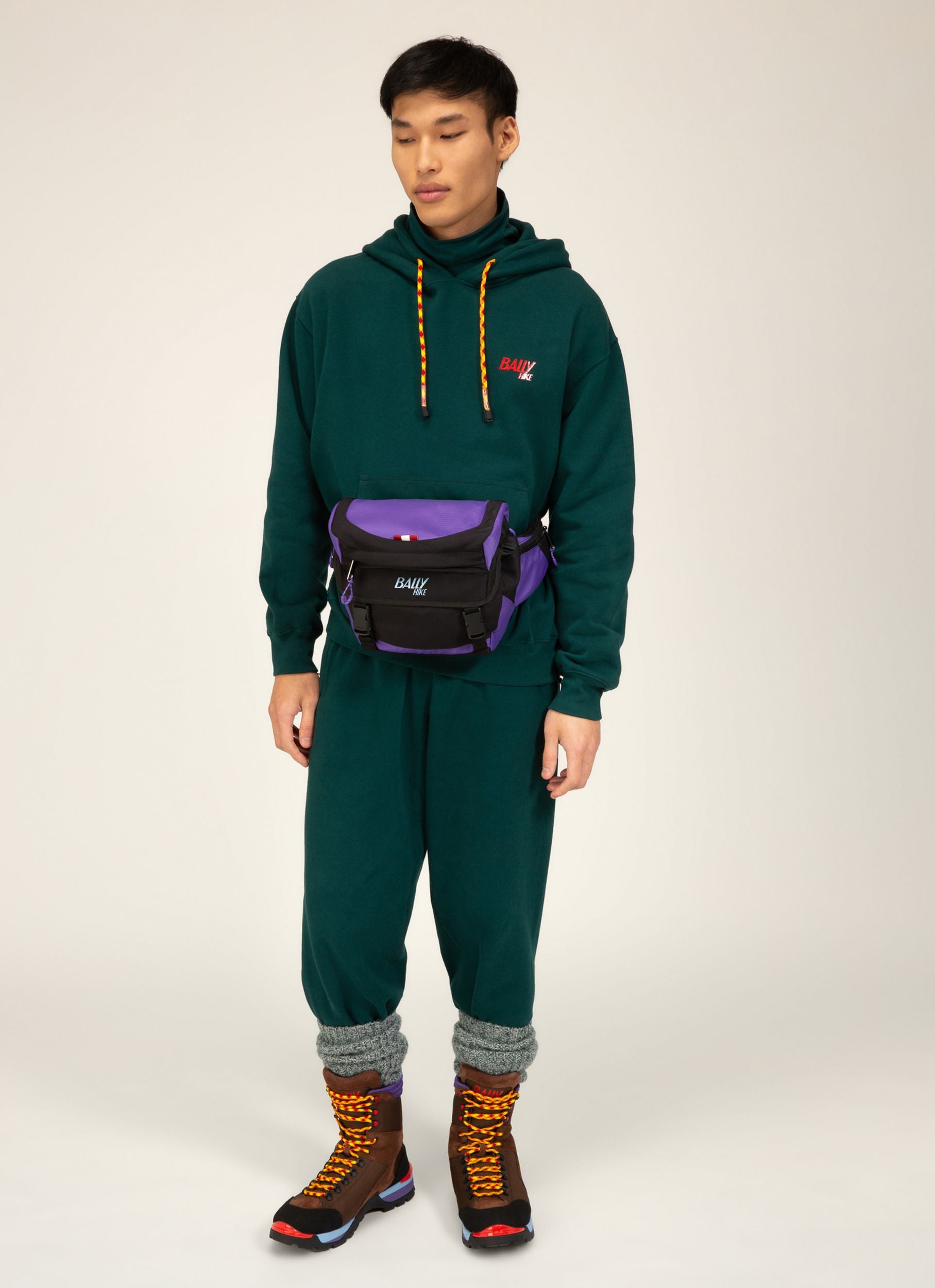 Bally Hike 4 Sac Banane En Tissu Violet & Noir - Homme - Bally - 01