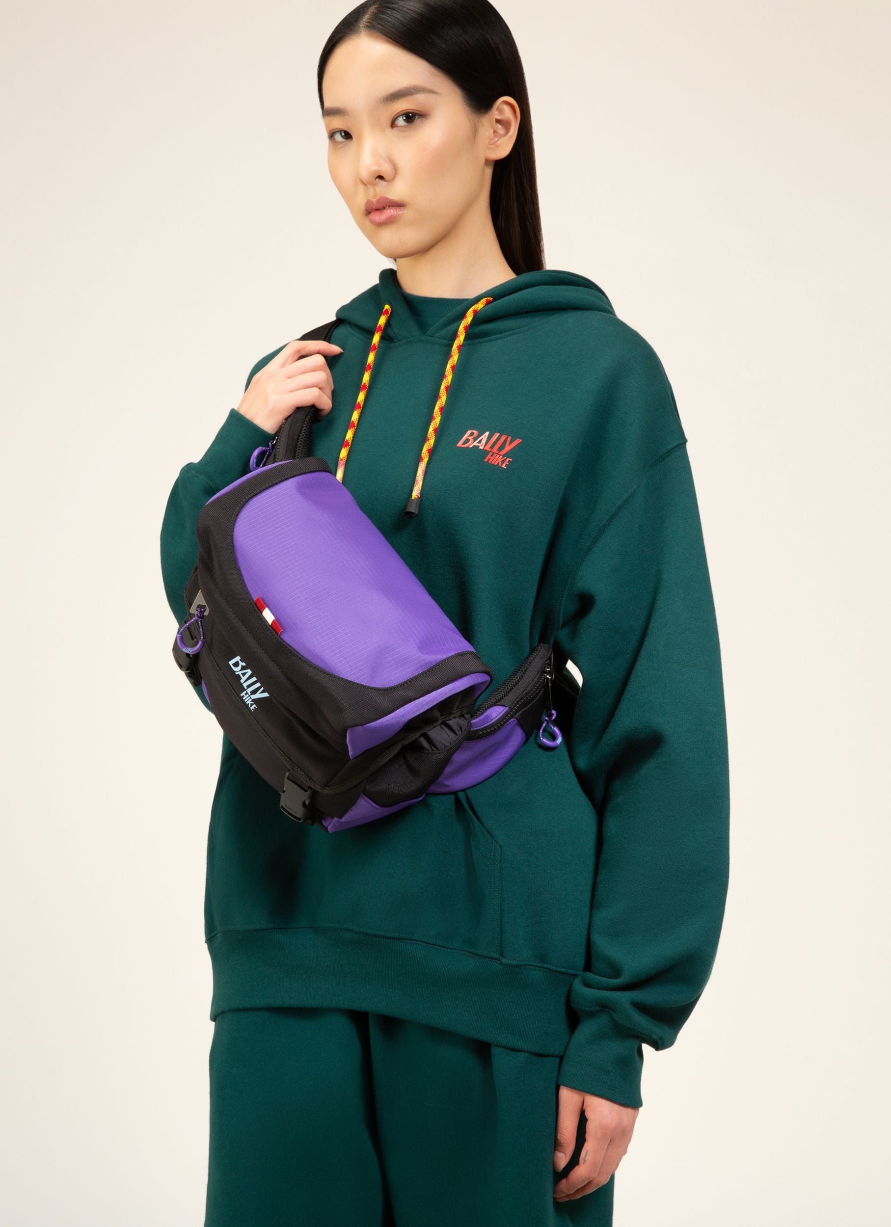 Bally Hike 4 Sac Banane En Tissu Violet & Noir - Homme - Bally - 04