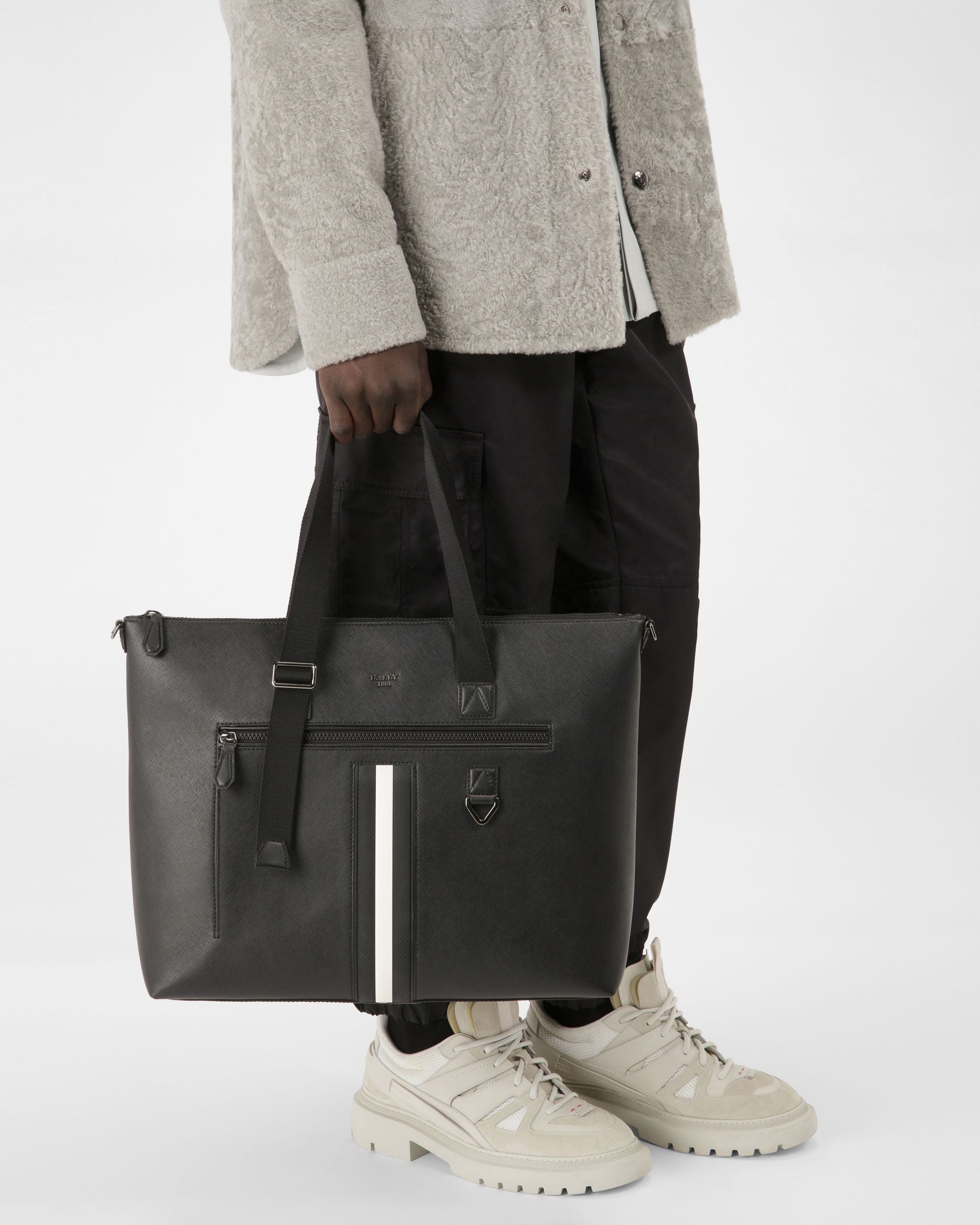 Madox Tote Bag In Pelle Riciclata Nera - Uomo - Bally - 01