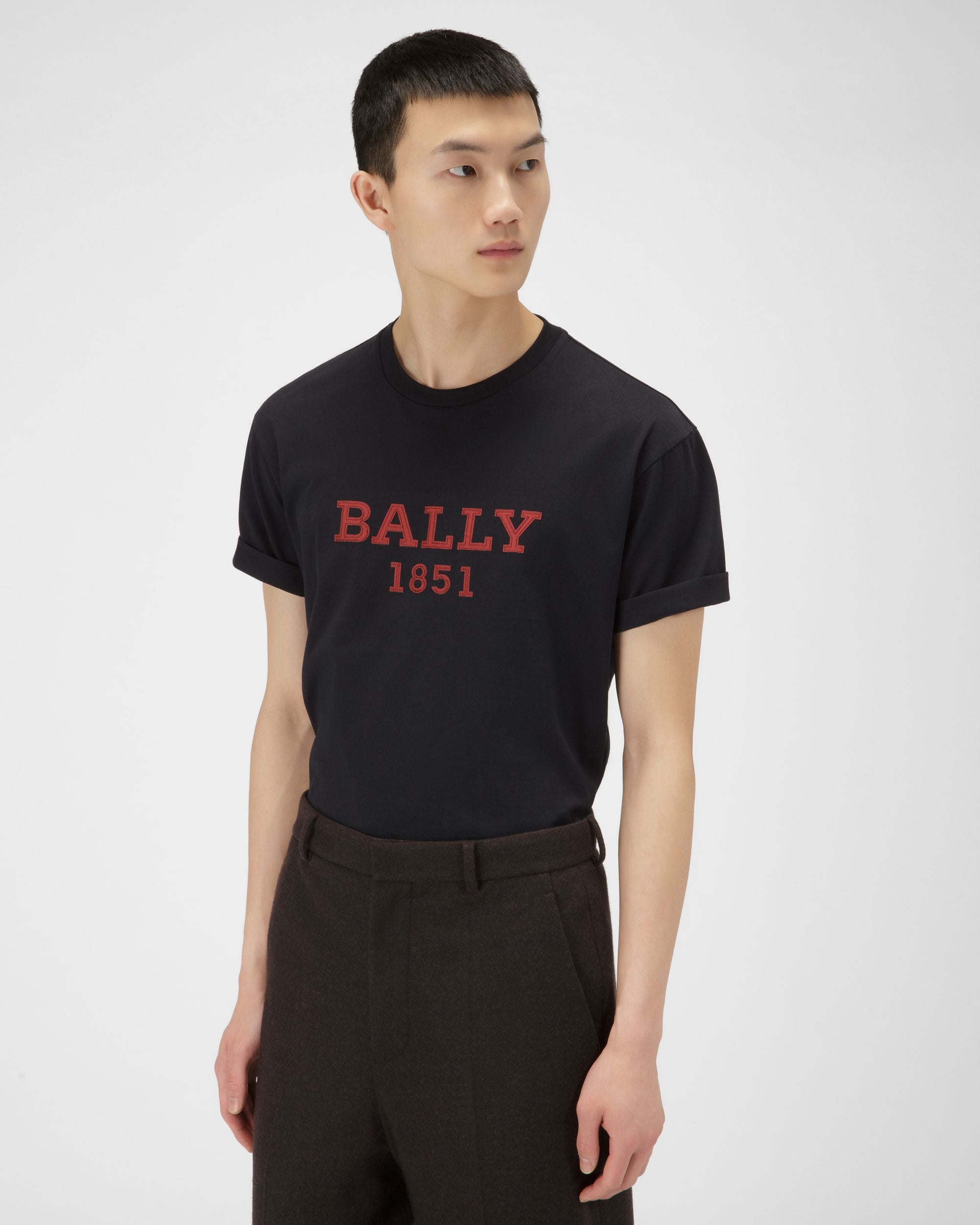 T-Shirt En Coton Bleu Marine - Homme - Bally - 01