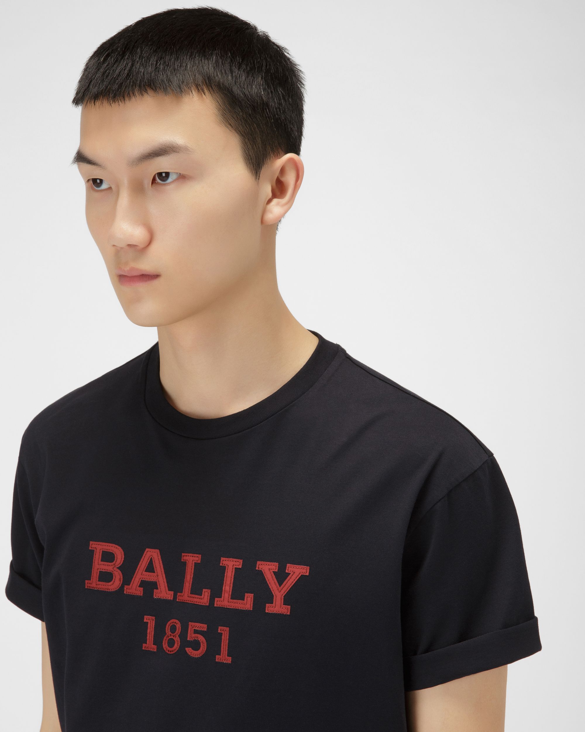 T-Shirt En Coton Bleu Marine - Homme - Bally - 02