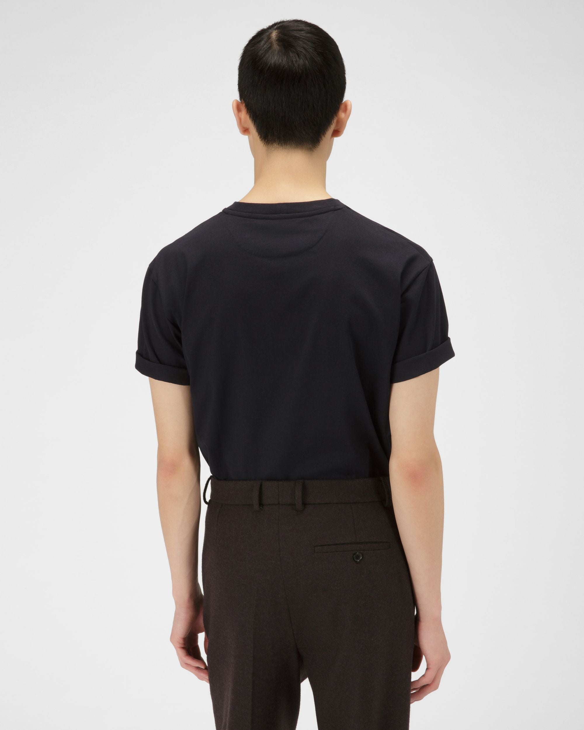 T-Shirt En Coton Bleu Marine - Homme - Bally - 03