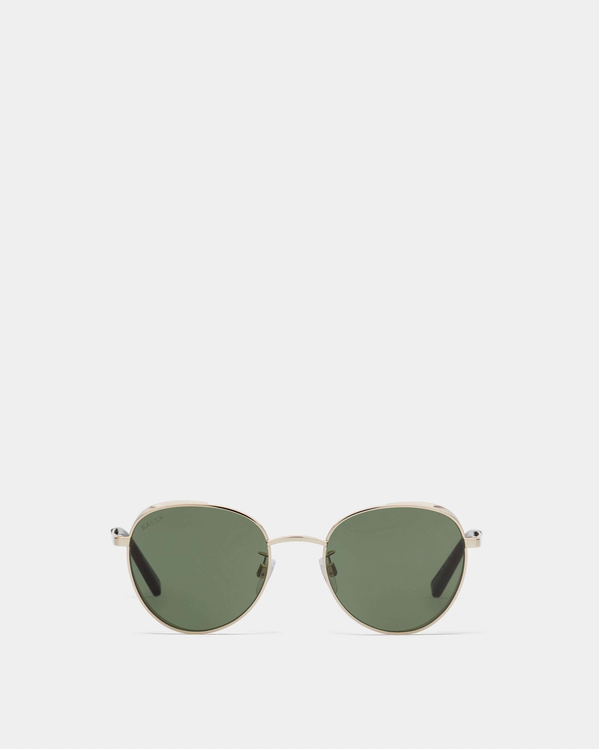 Glint Sonnenbrille Aus Metall In Gold-Optik Mit Grünen Gläsern - Herren - Bally - 01