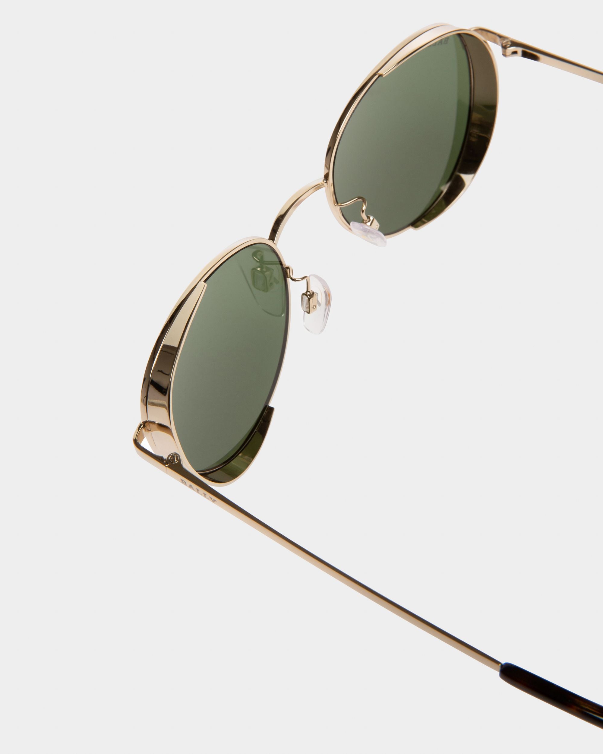 Glint Sonnenbrille Aus Metall In Gold-Optik Mit Grünen Gläsern - Herren - Bally - 02