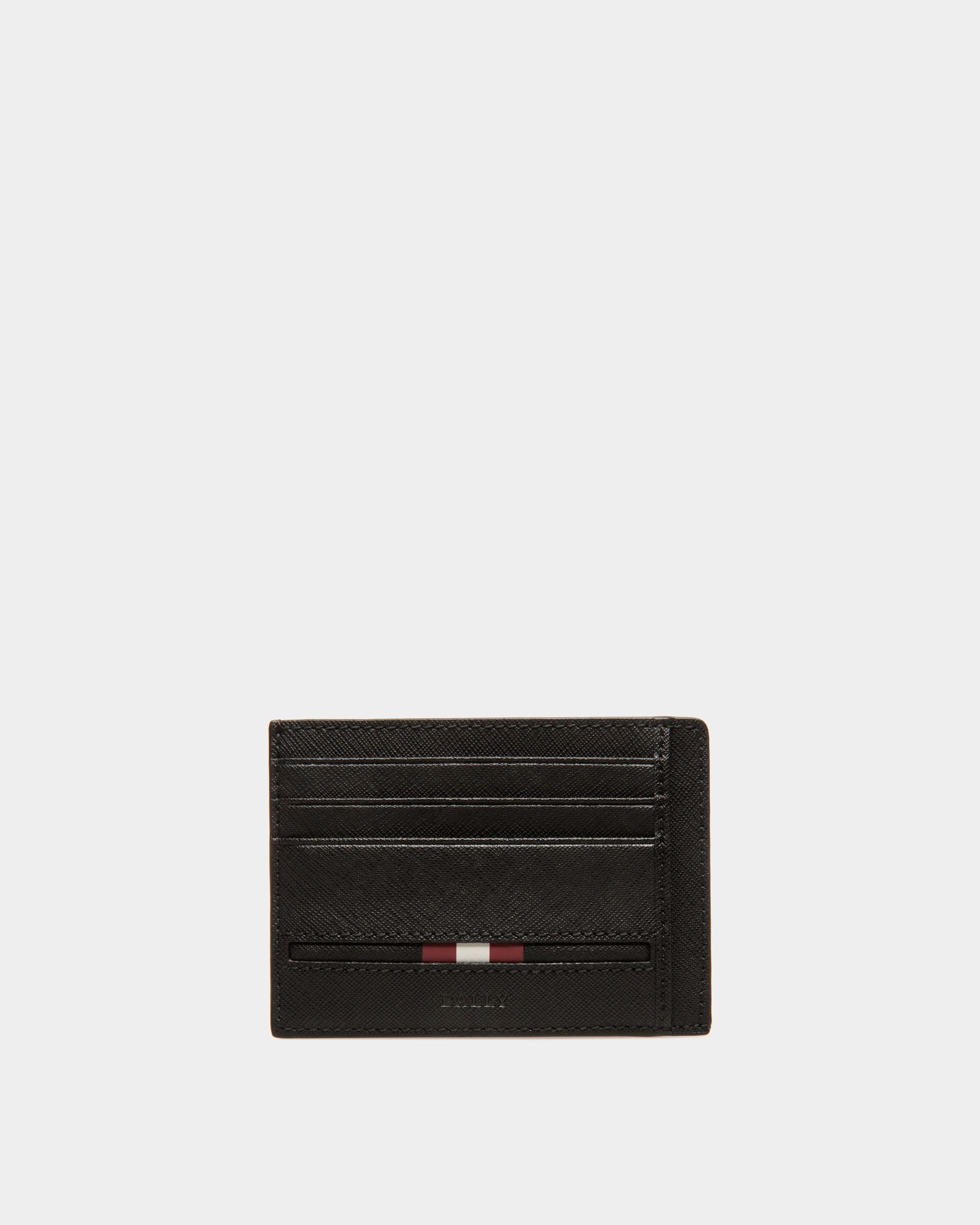 Business Card Holder in Black Embossed Leather - Men's - Bally - 01