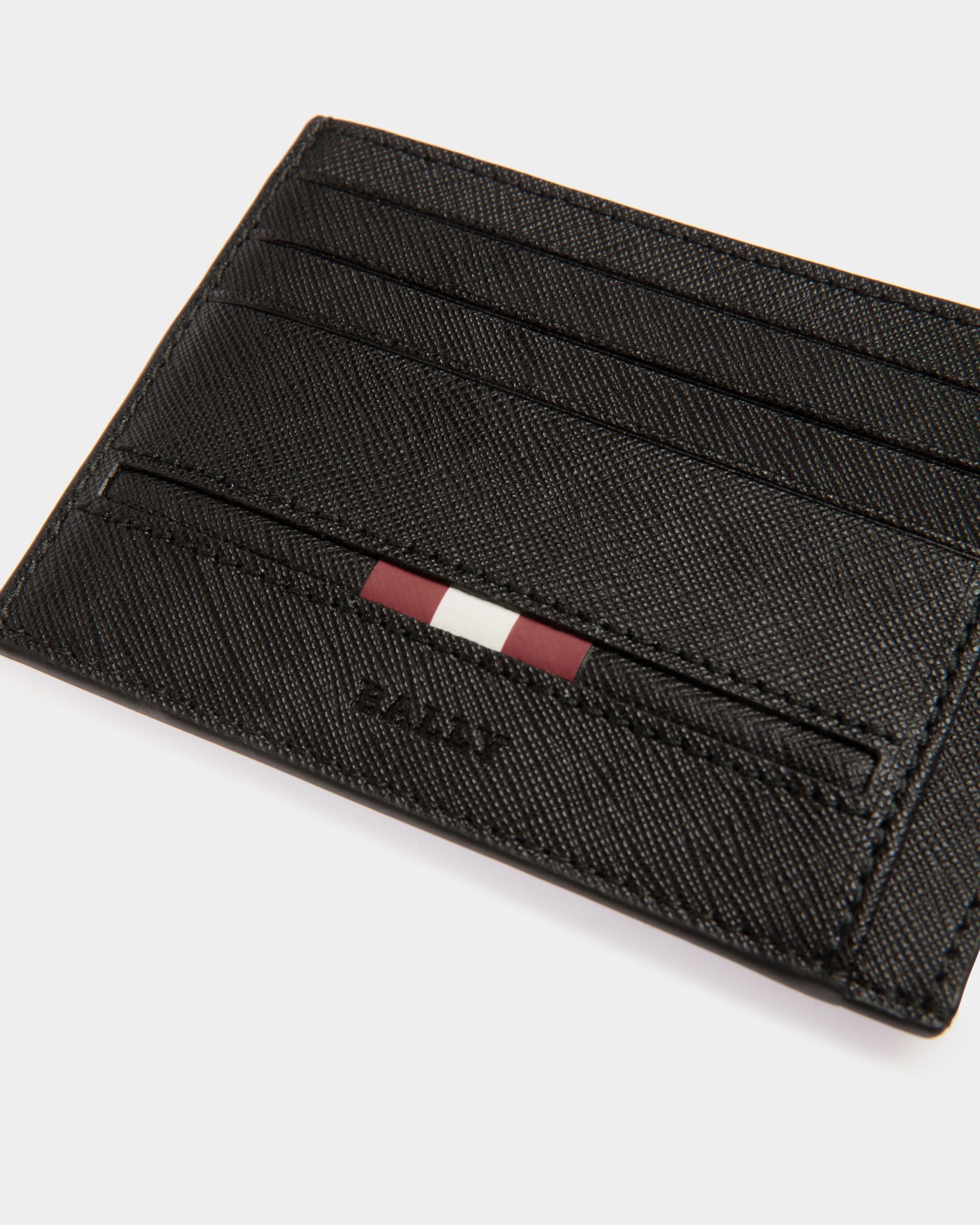 Business Card Holder in Black Embossed Leather - Men's - Bally - 04