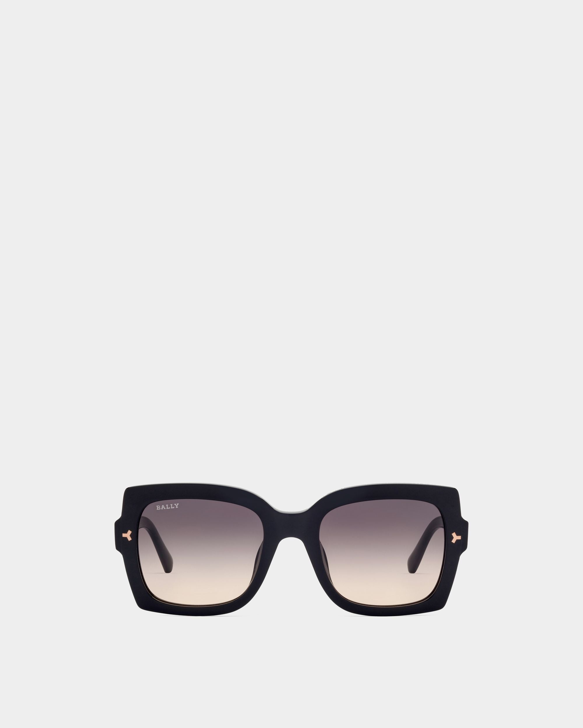 Aubrey Lunettes De Soleil En Acétate Noir Brillant Et Verres Jaunes Fumés Dégradés - Femme - Bally - 01