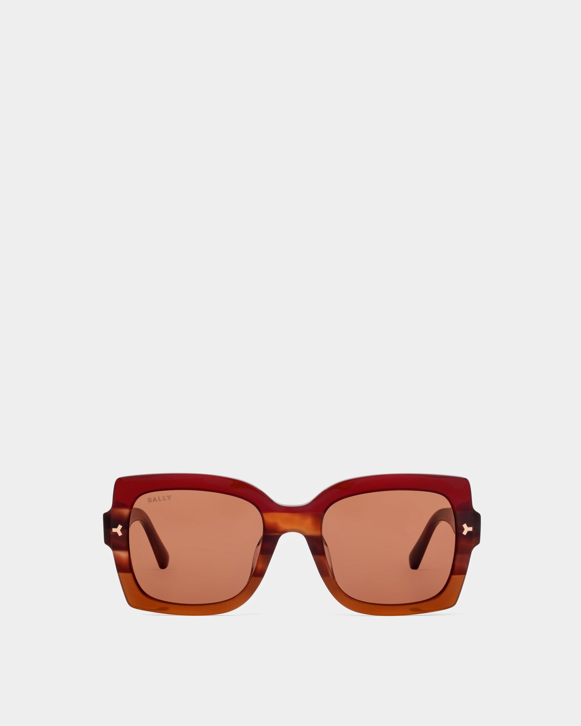 Aubrey Sonnenbrille Aus Acetat In Meliertem Honigbraun Mit Braunen Gläsern - Damen - Bally - 01