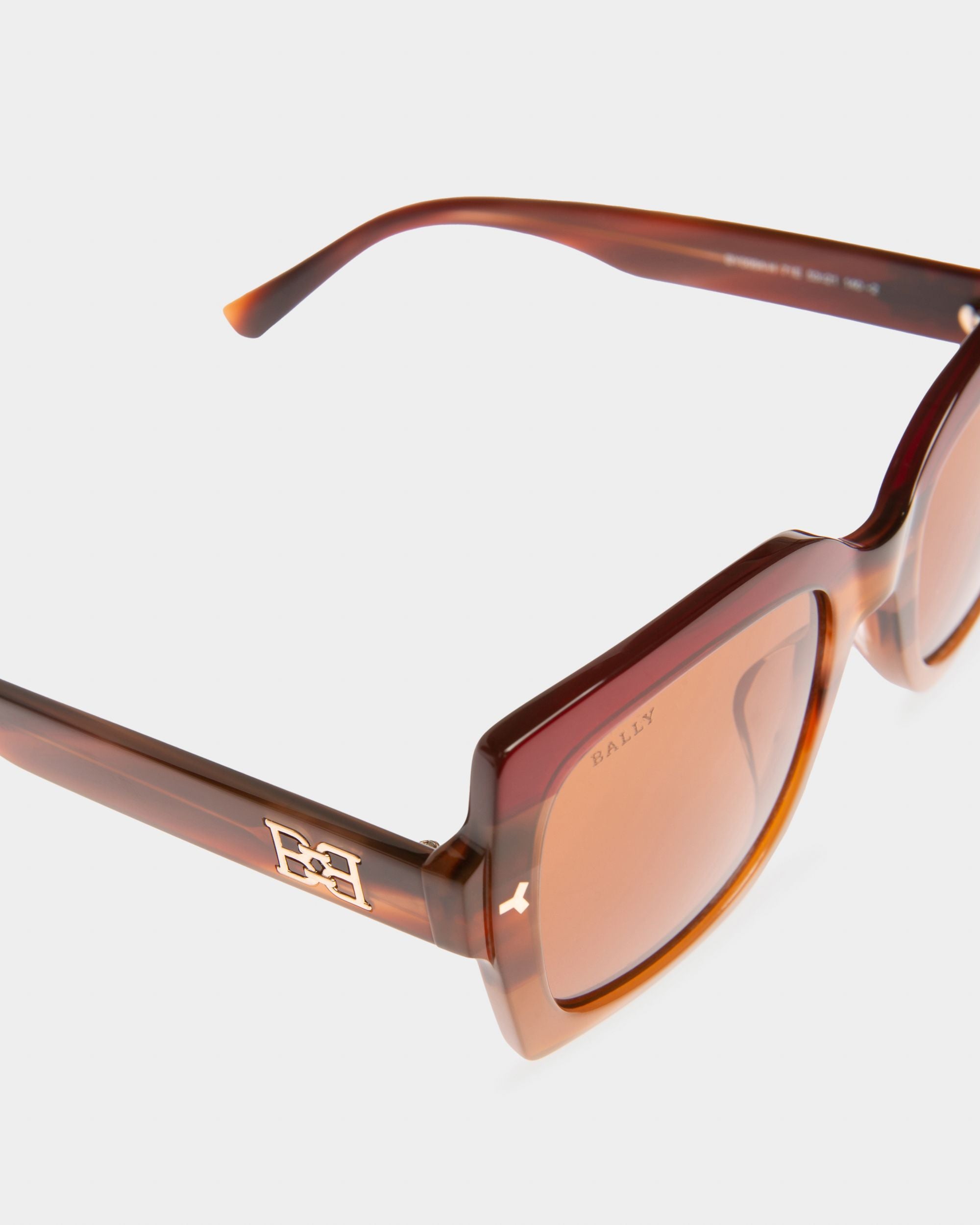 Aubrey Sonnenbrille Aus Acetat In Meliertem Honigbraun Mit Braunen Gläsern - Damen - Bally - 02
