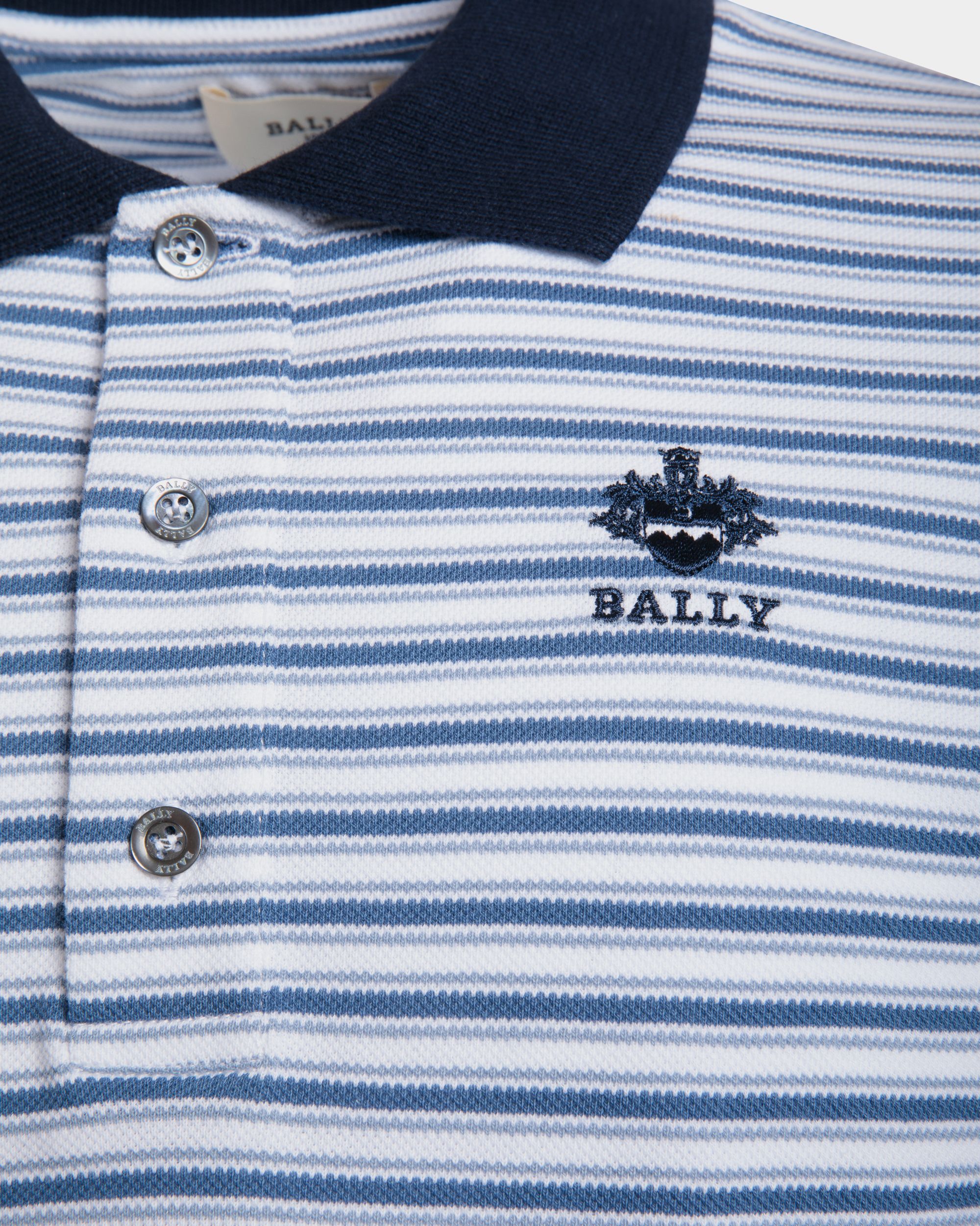 Poloshirt Aus Blau Gestreifter Piqué-Baumwolle - Herren - Bally - 02