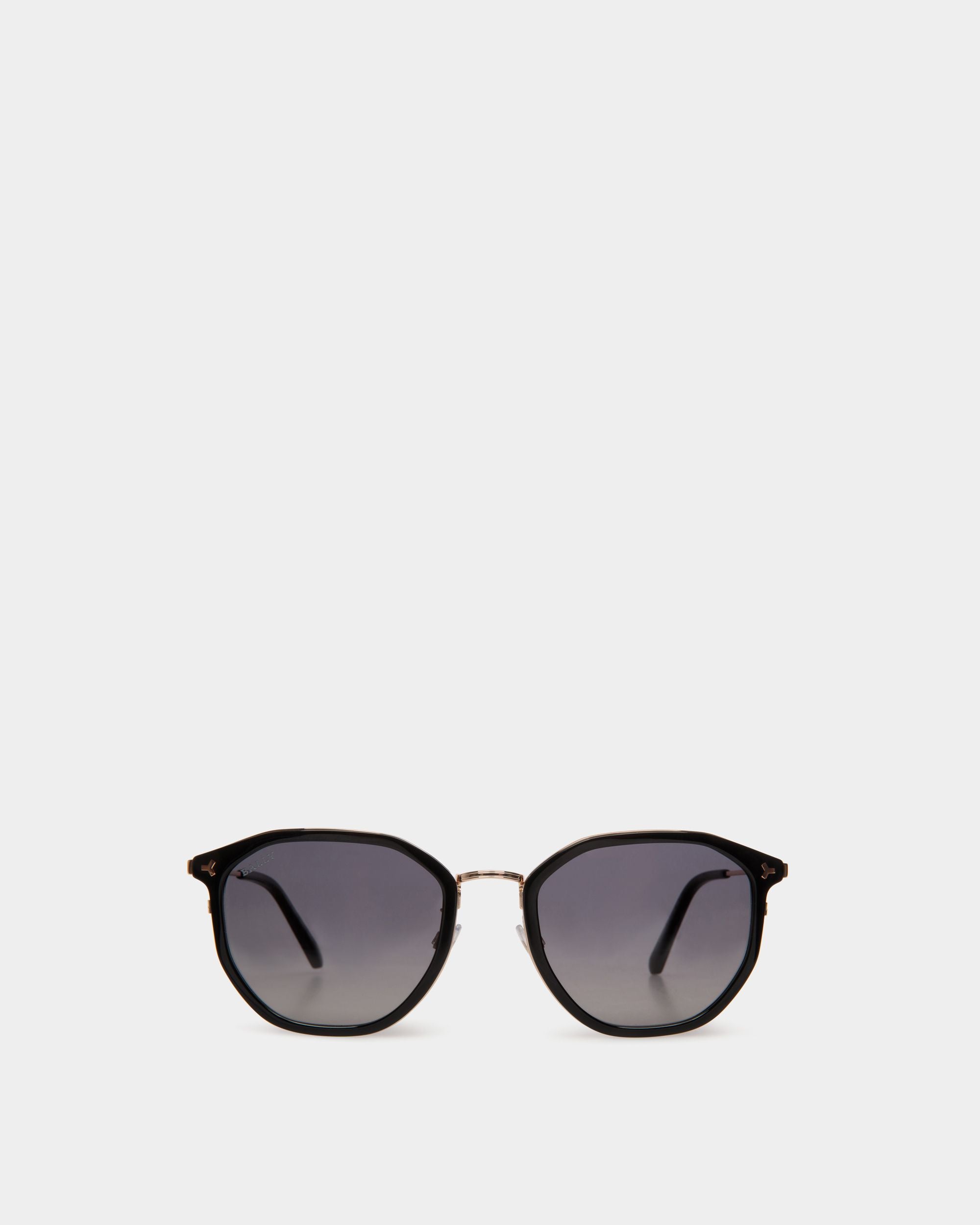 Occhiali Da Sole Languard In Metallo E Acetato Nero Con Lenti Grigie Sfumate - Uomo - Bally - 01