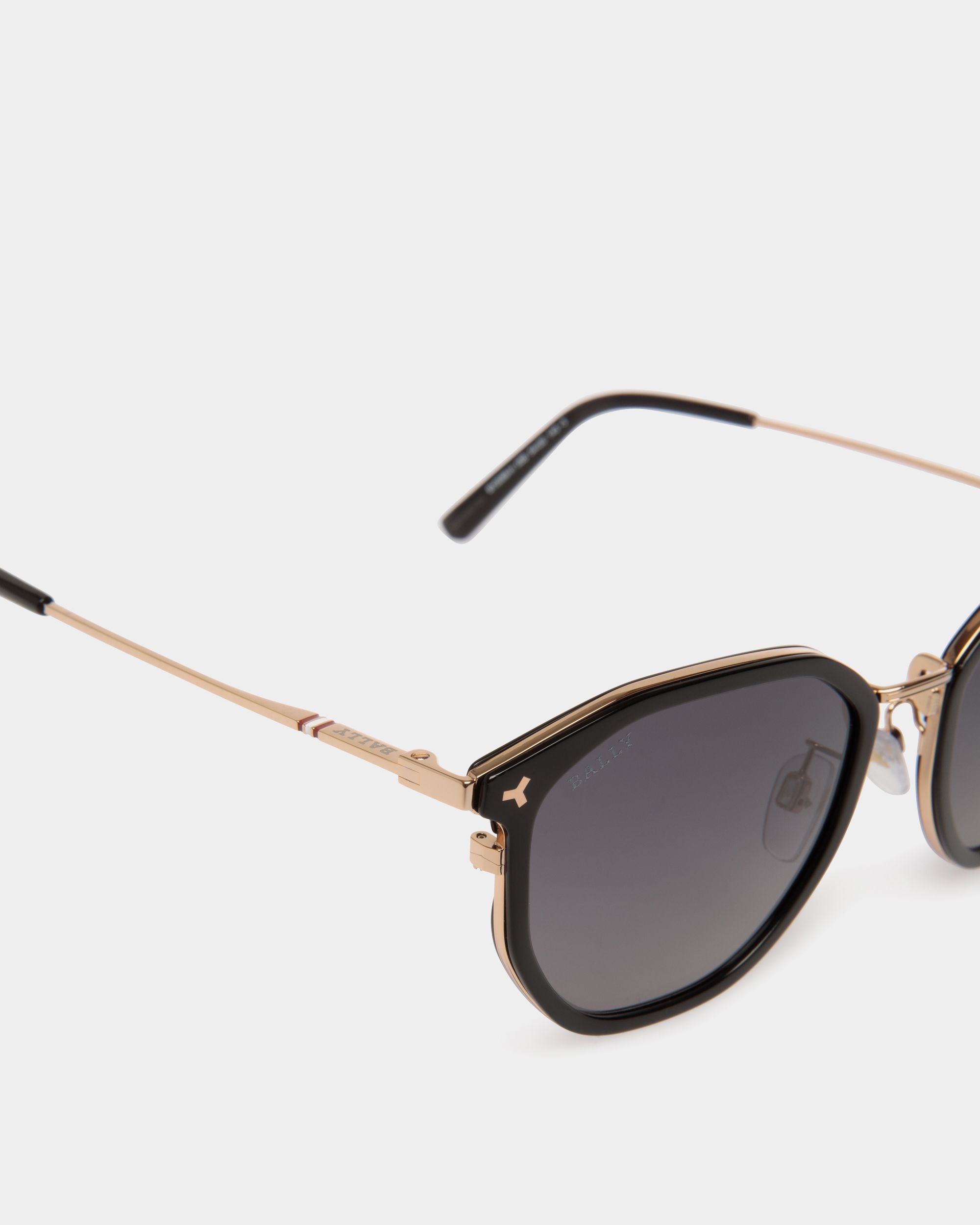 Occhiali Da Sole Languard In Metallo E Acetato Nero Con Lenti Grigie Sfumate - Uomo - Bally - 04