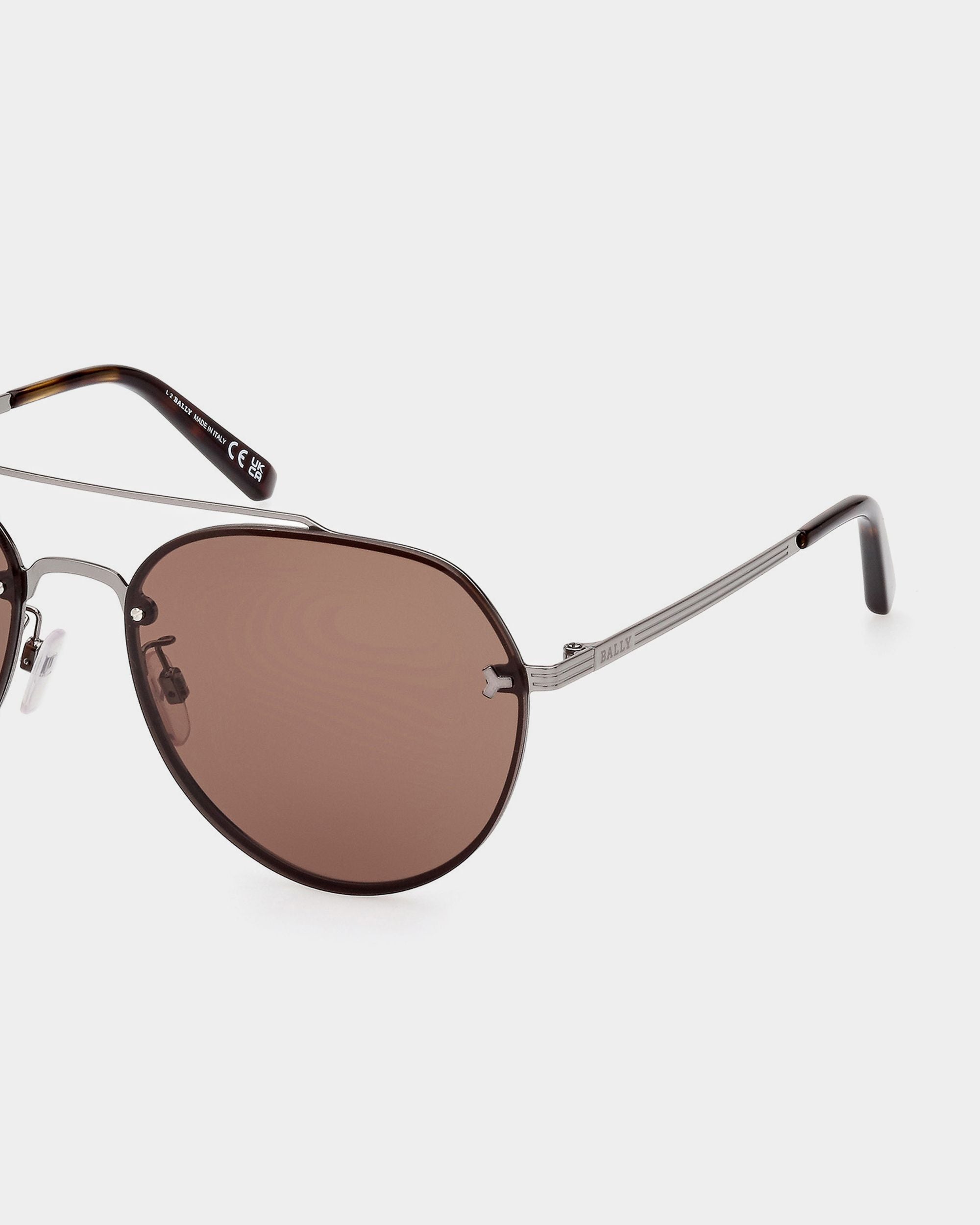 Brad Piloten-Sonnenbrille Aus Rutheniumfarbenem Metall - Herren - Bally - 04