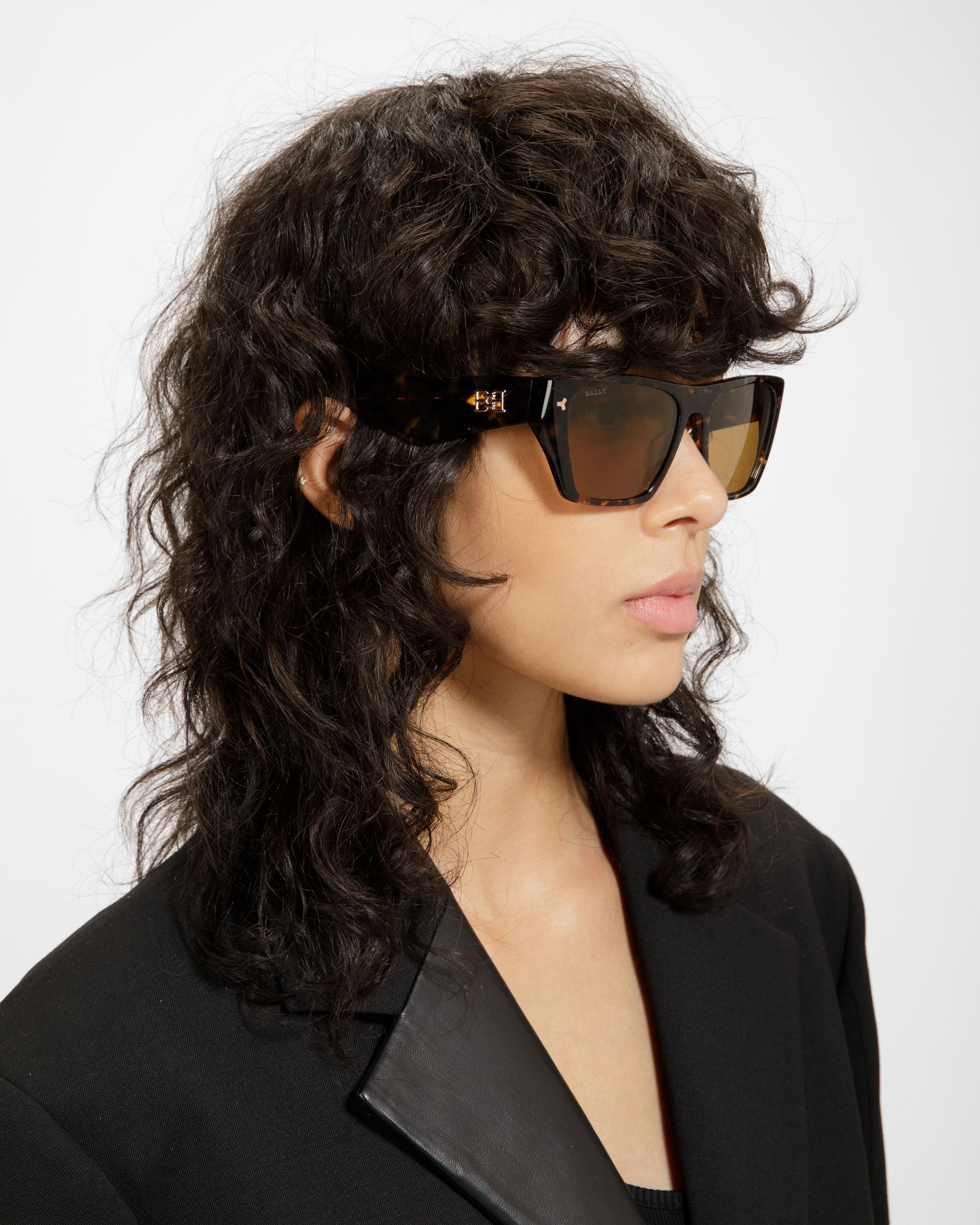 Ashley Geometrische Vollrand-Sonnenbrille In Dunklem Havanna-Braun - Damen - Bally - 02