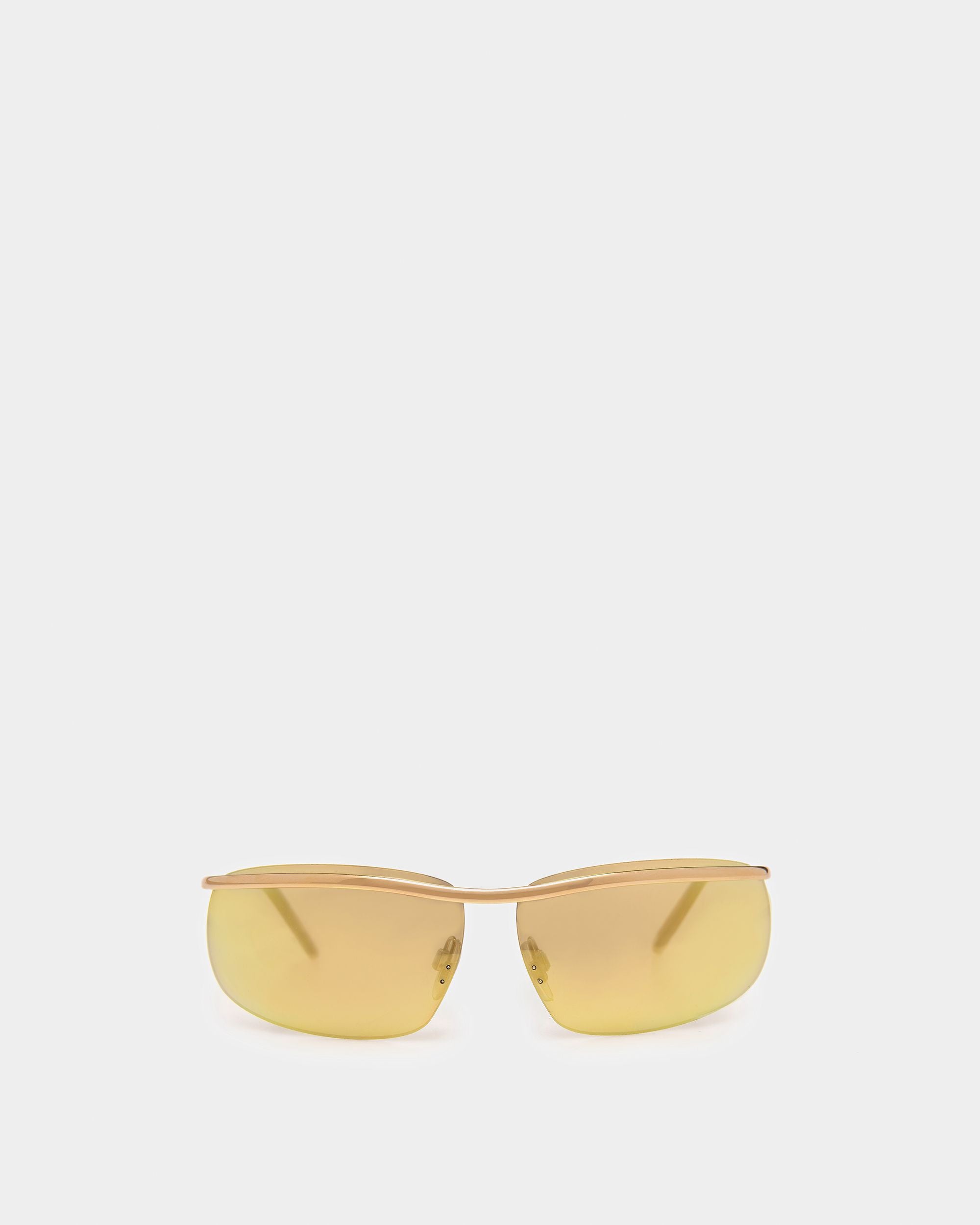 Occhiali Da Sole Rimless Shark In Metallo Oro Lucido Con Lenti Specchiate Oro - Other - Bally - 01