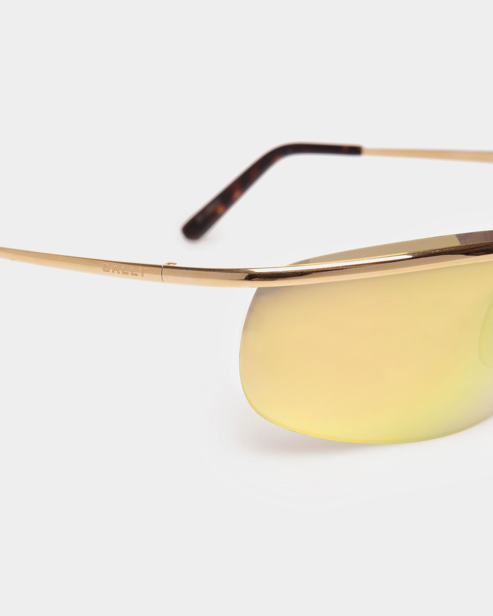 Occhiali Da Sole Rimless Shark In Metallo Oro Lucido Con Lenti Specchiate Oro - Other - Bally - 03