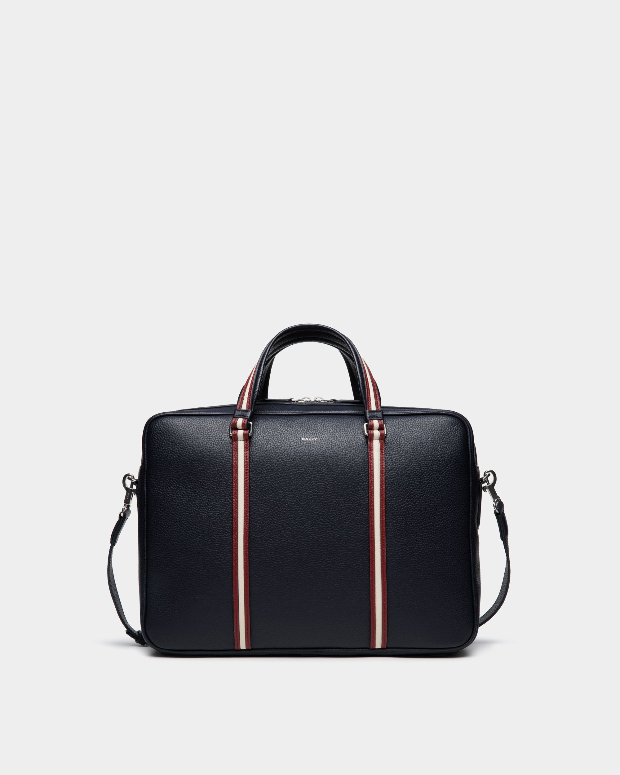 Cartable Code En Cuir Navy Blue - Homme - Bally - 01