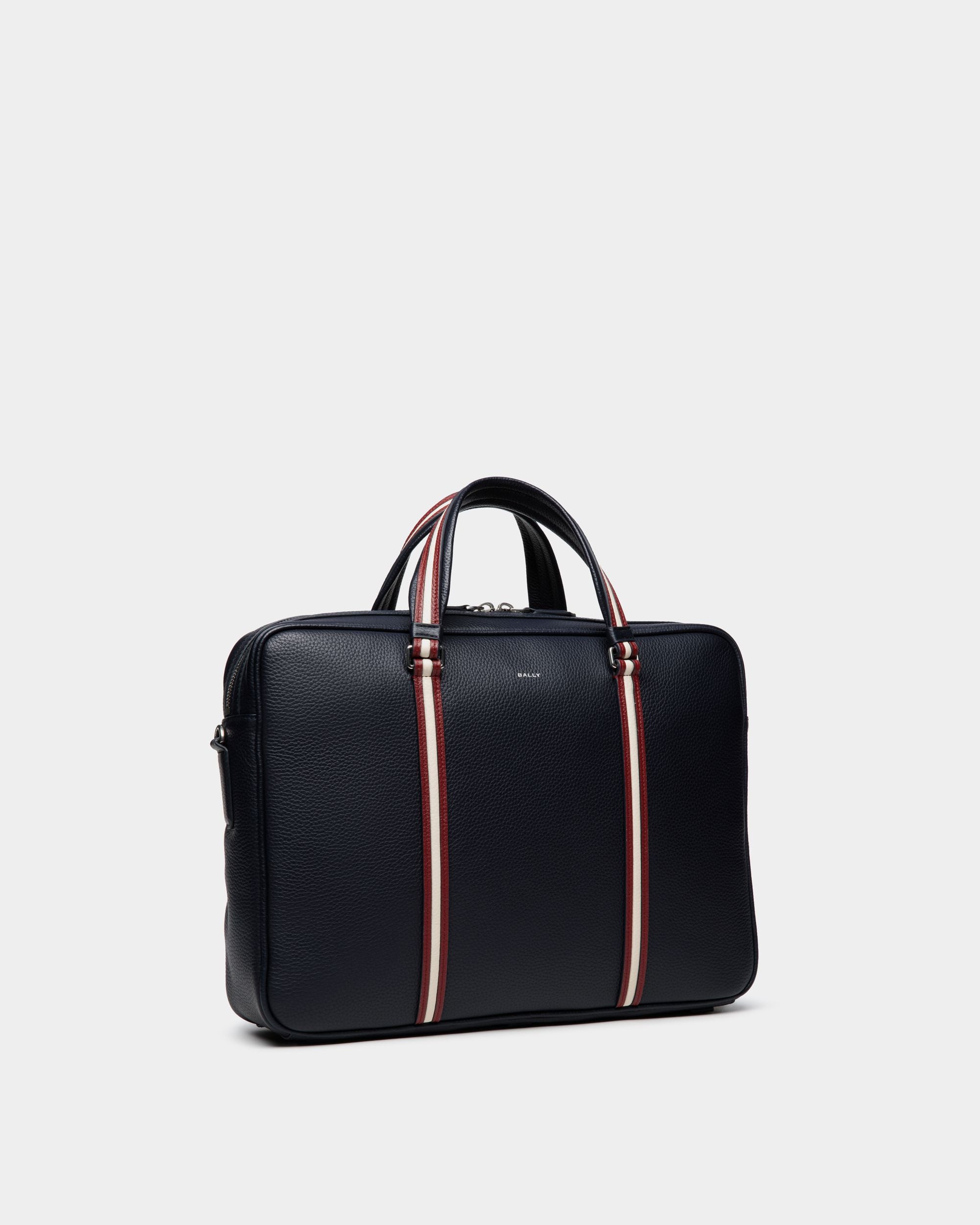 Cartable Code En Cuir Navy Blue - Homme - Bally - 03