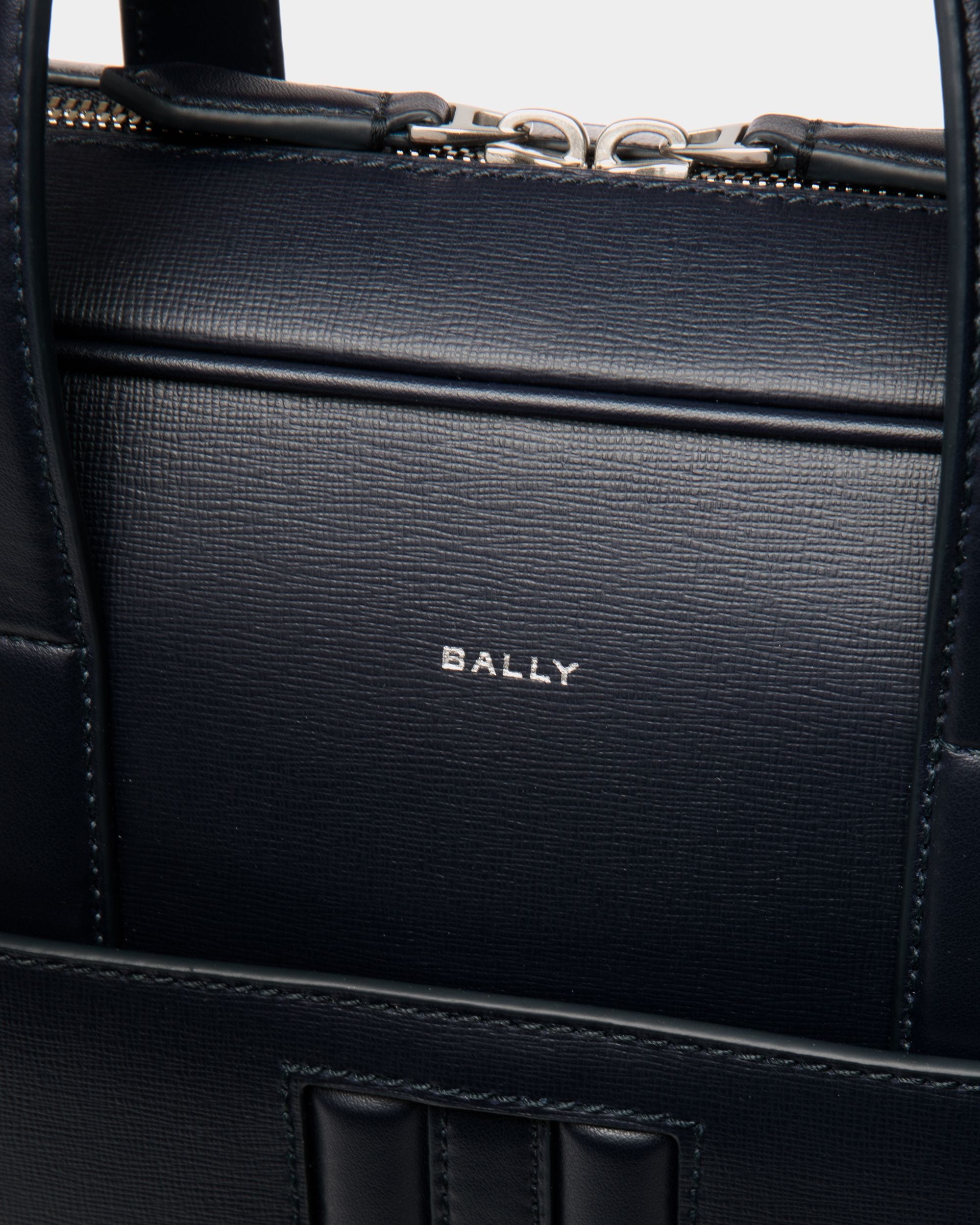 Mythos Briefcase in Navy Blue Recycled Leather - Men's - Bally - 06