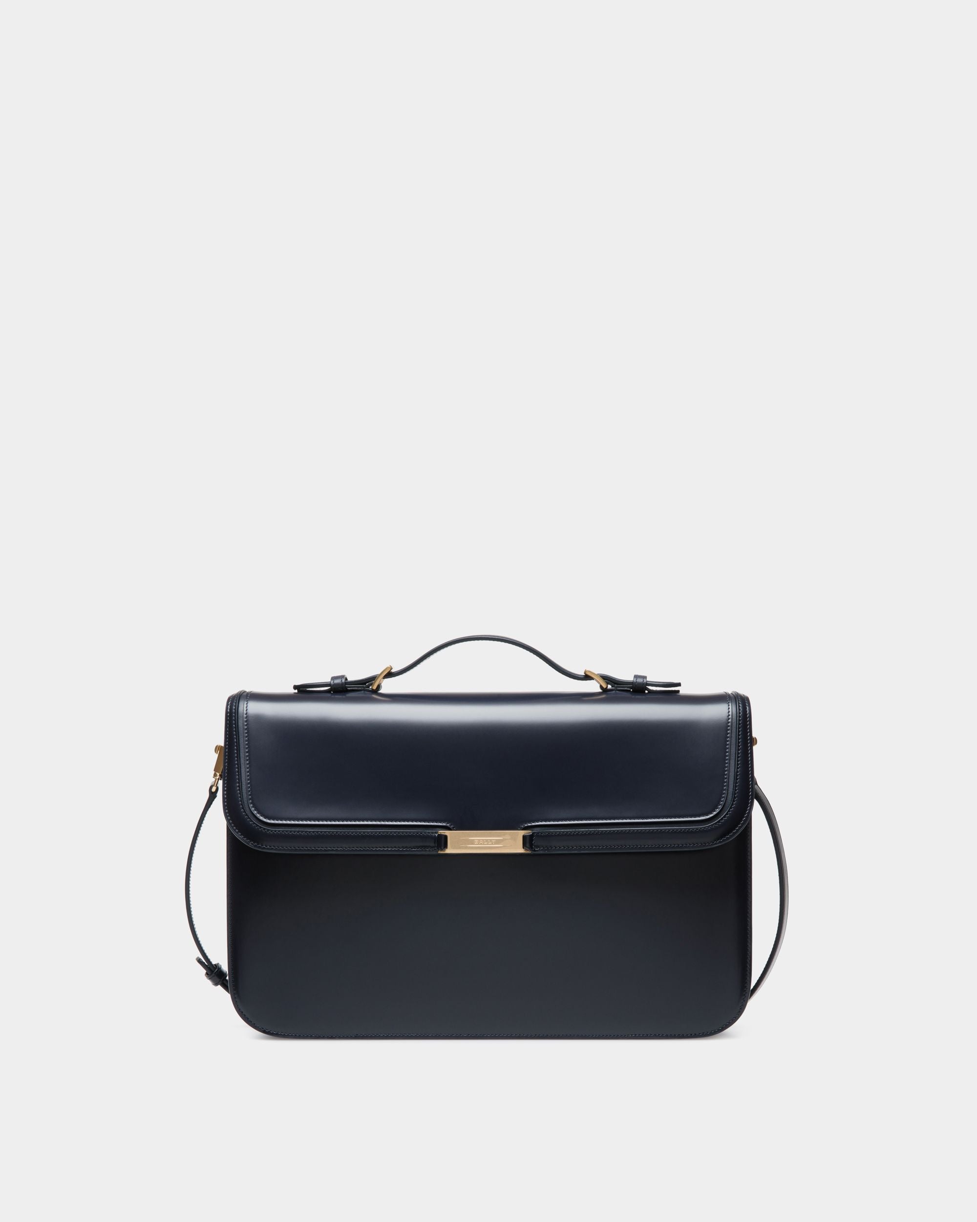 Cartable Deco En Cuir Brossé Navy Blue - Homme - Bally - 01