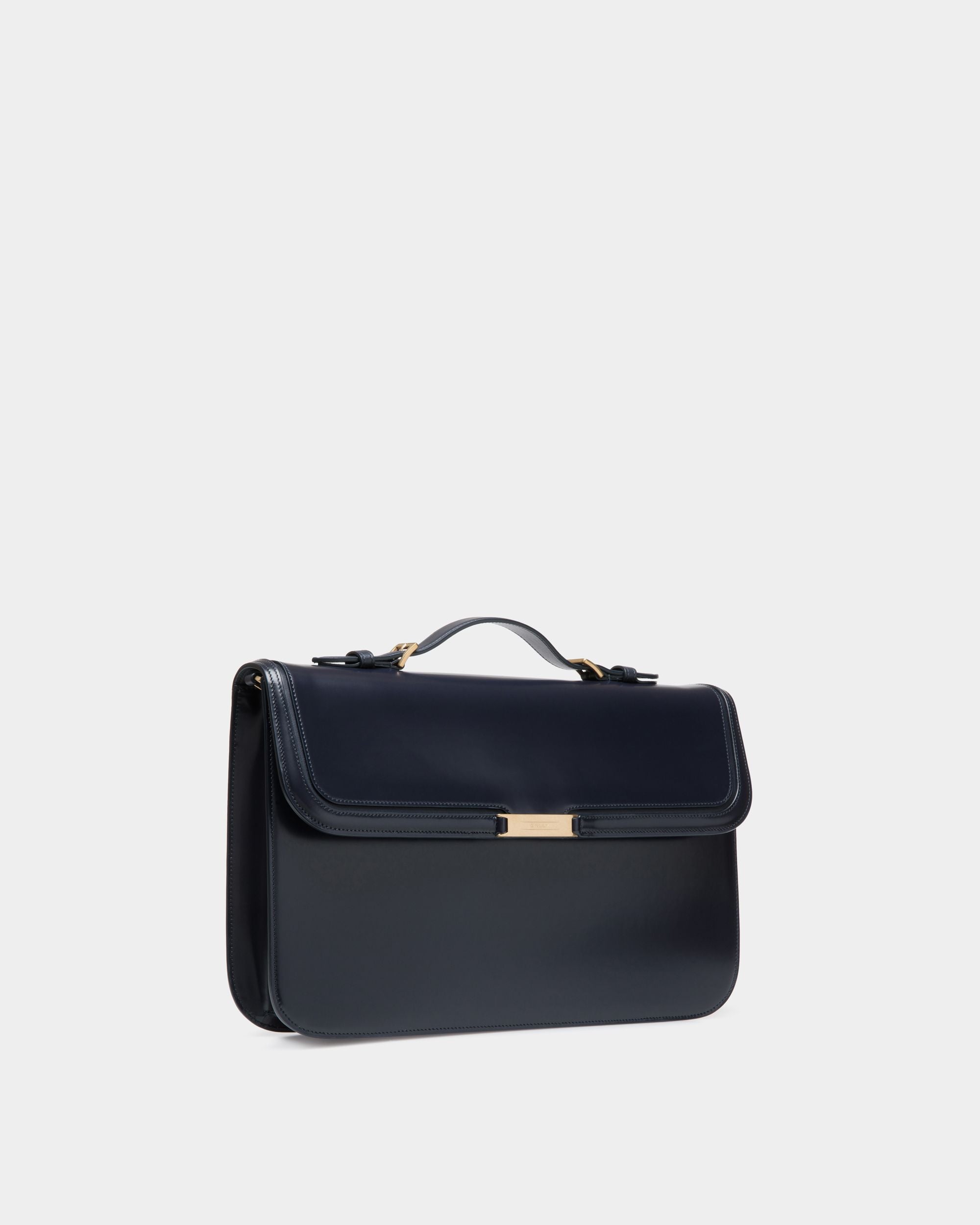 Cartable Deco En Cuir Brossé Navy Blue - Homme - Bally - 04