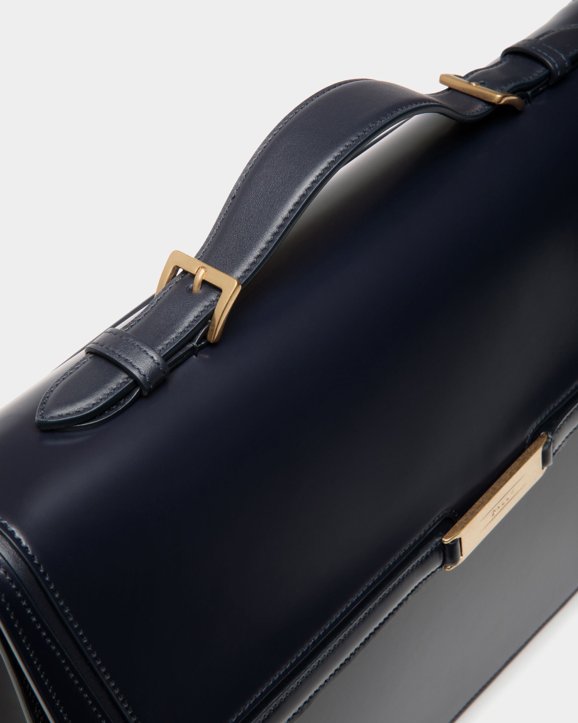 Cartable Deco En Cuir Brossé Navy Blue - Homme - Bally - 06