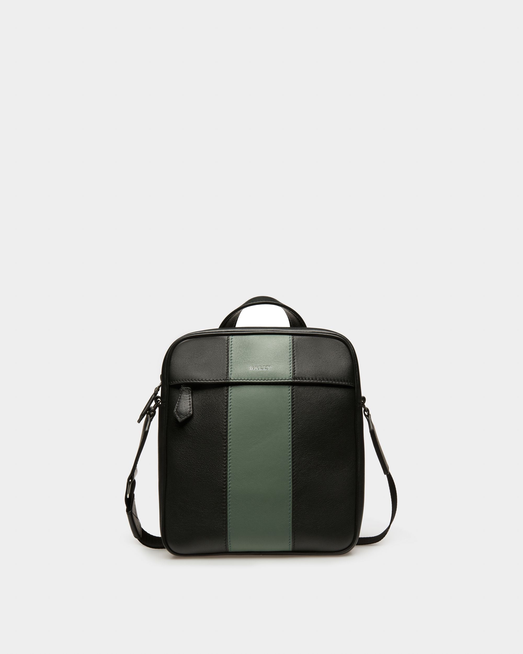 Holmis Sac À Bandoulière En Cuir Noir Et Vert - Homme - Bally - 01