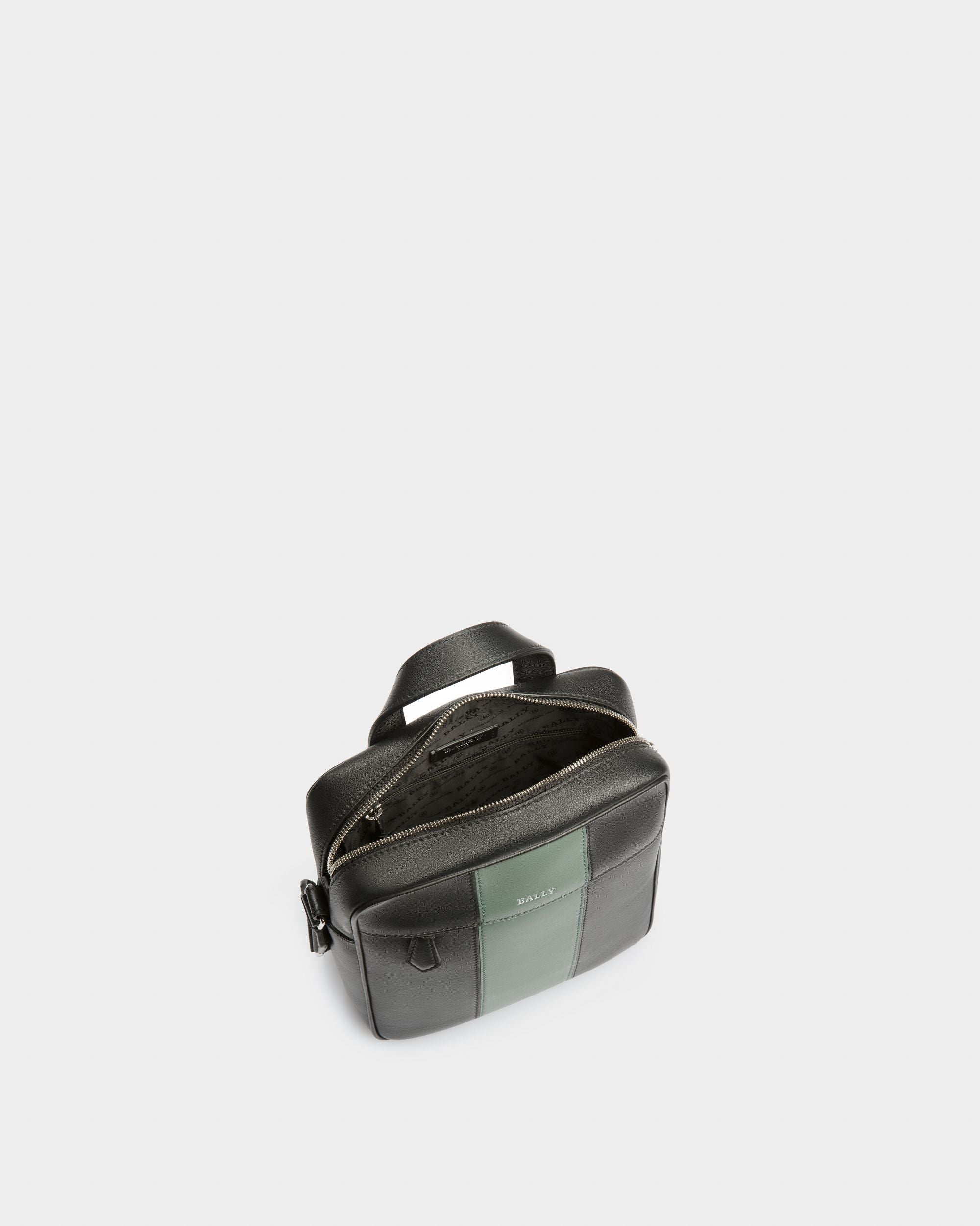 Holmis Sac À Bandoulière En Cuir Noir Et Vert - Homme - Bally - 04