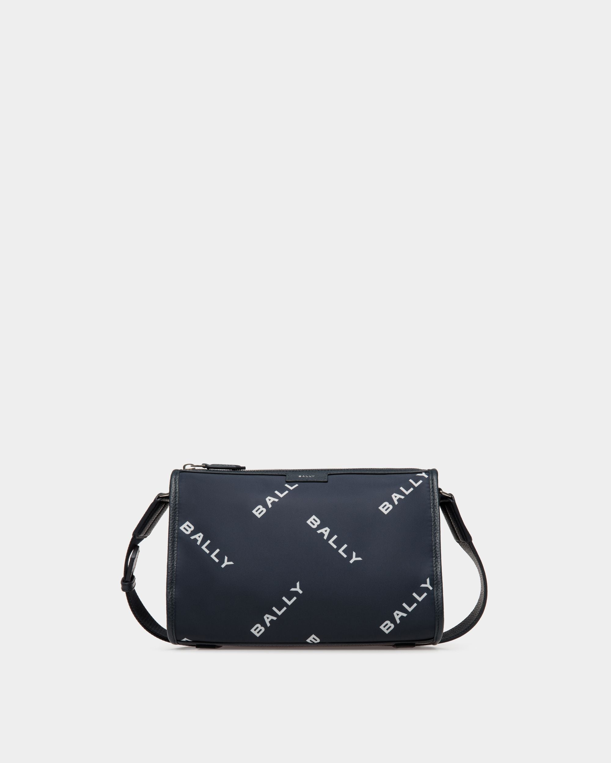 Borsa Messenger Piccola Code In Nylon Blu Con Stampa - Uomo - Bally - 01