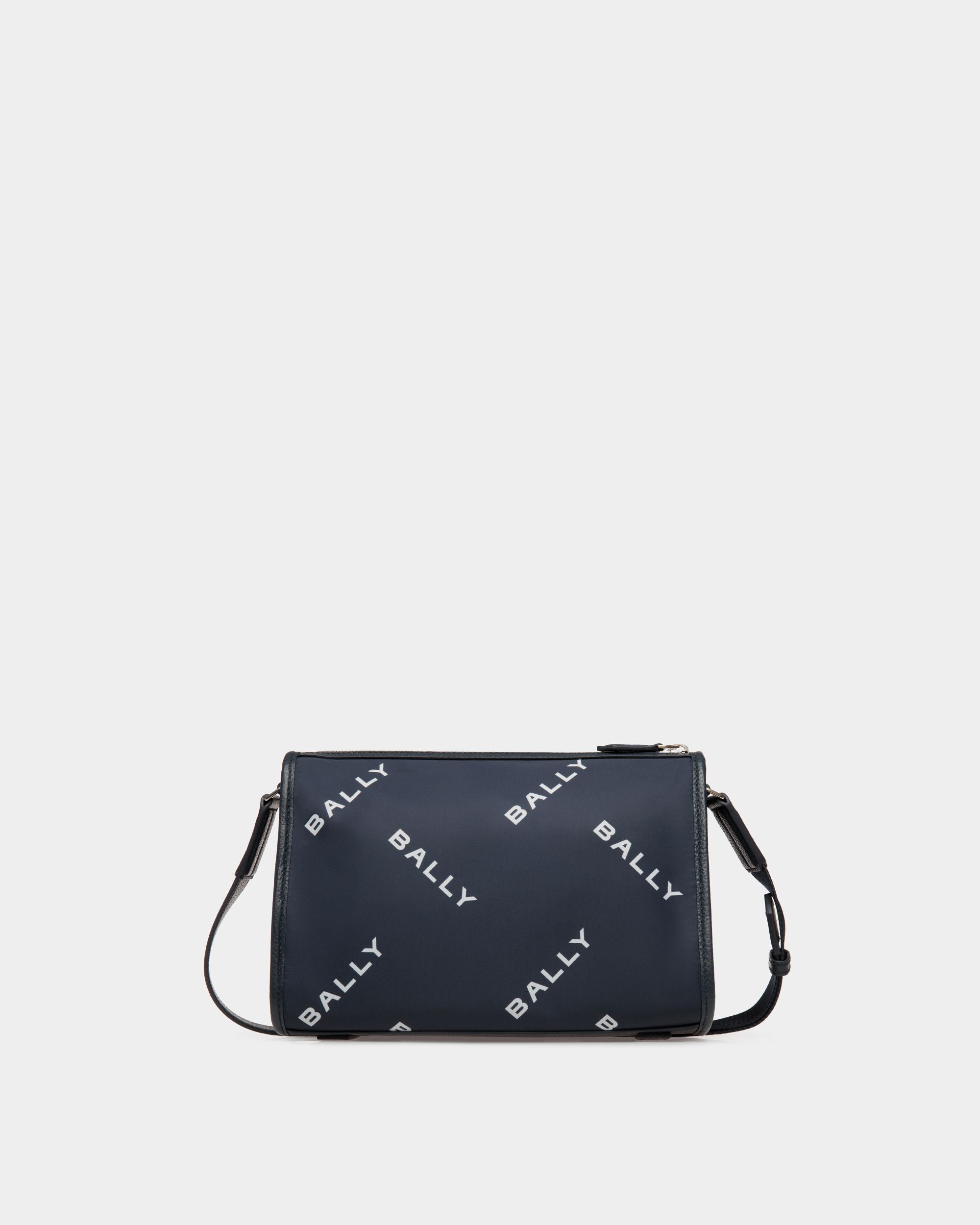 Borsa Messenger Piccola Code In Nylon Blu Con Stampa - Uomo - Bally - 02