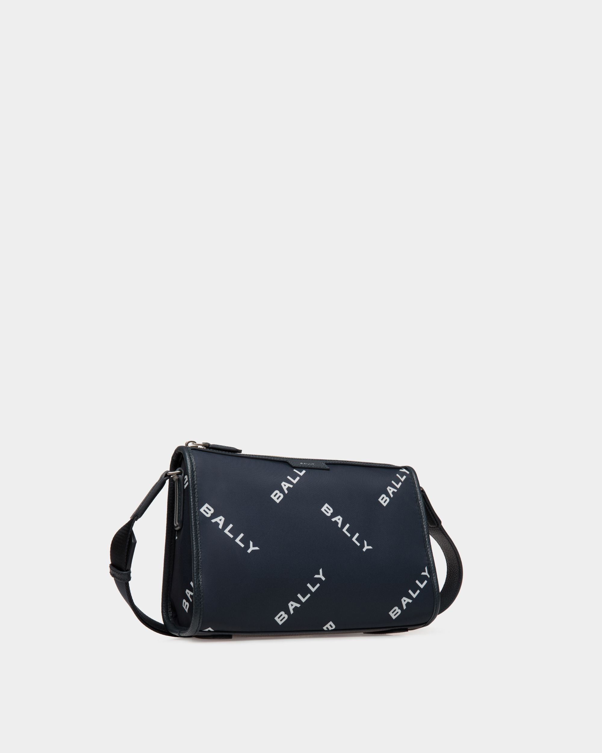 Borsa Messenger Piccola Code In Nylon Blu Con Stampa - Uomo - Bally - 03