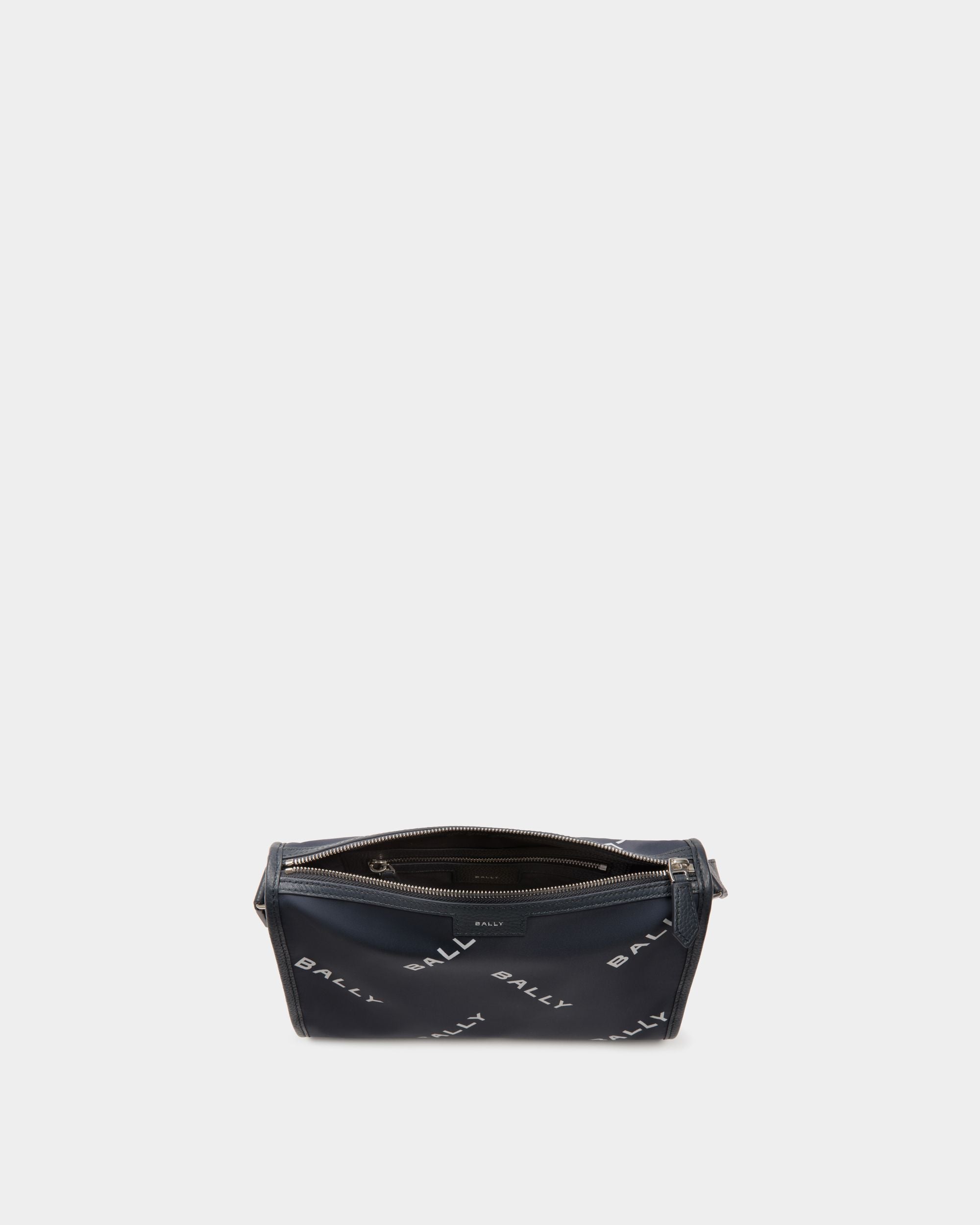 Borsa Messenger Piccola Code In Nylon Blu Con Stampa - Uomo - Bally - 04