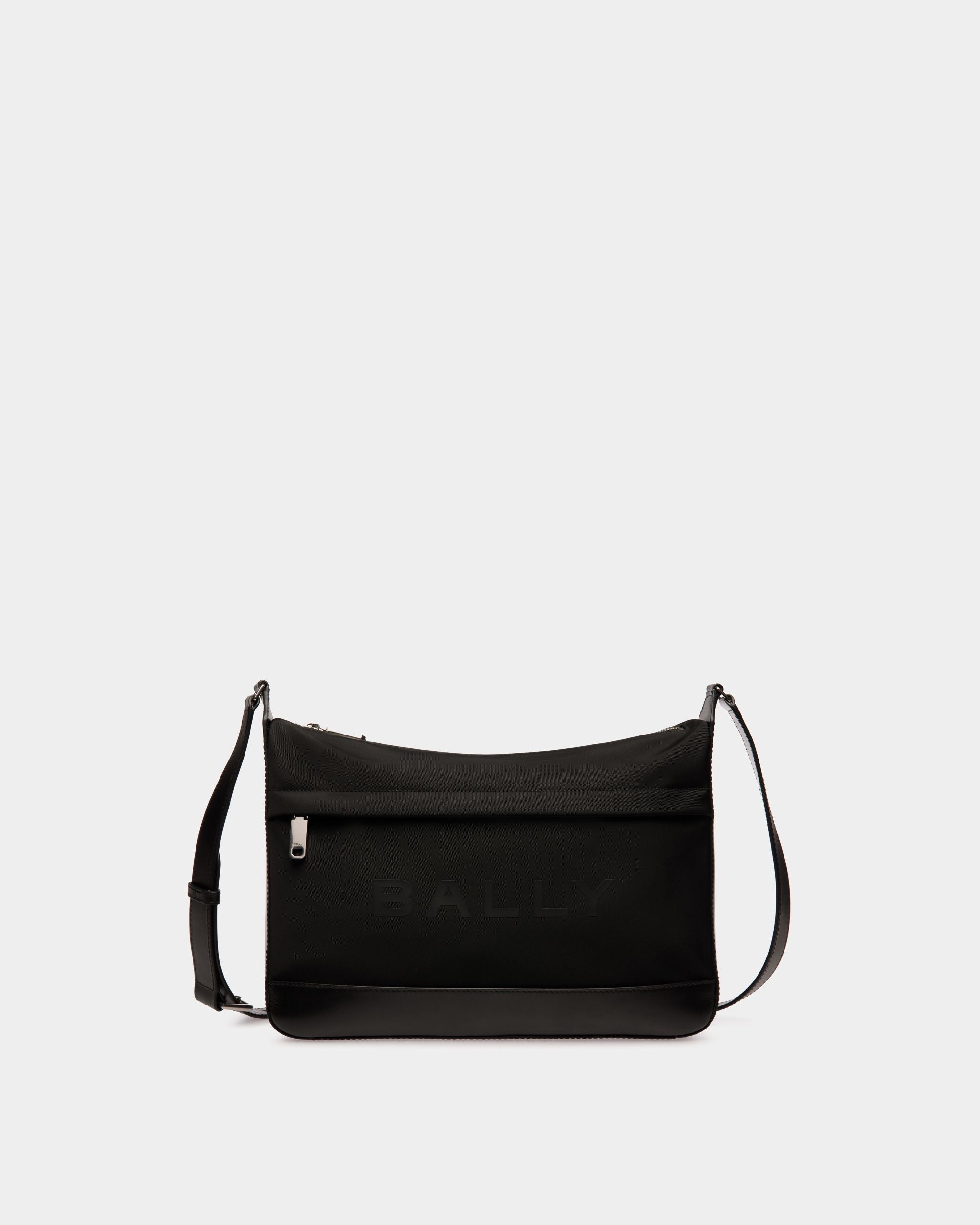 Sac À Bandoulière Bar En Nylon Et Cuir Noirs - Homme - Bally - 01