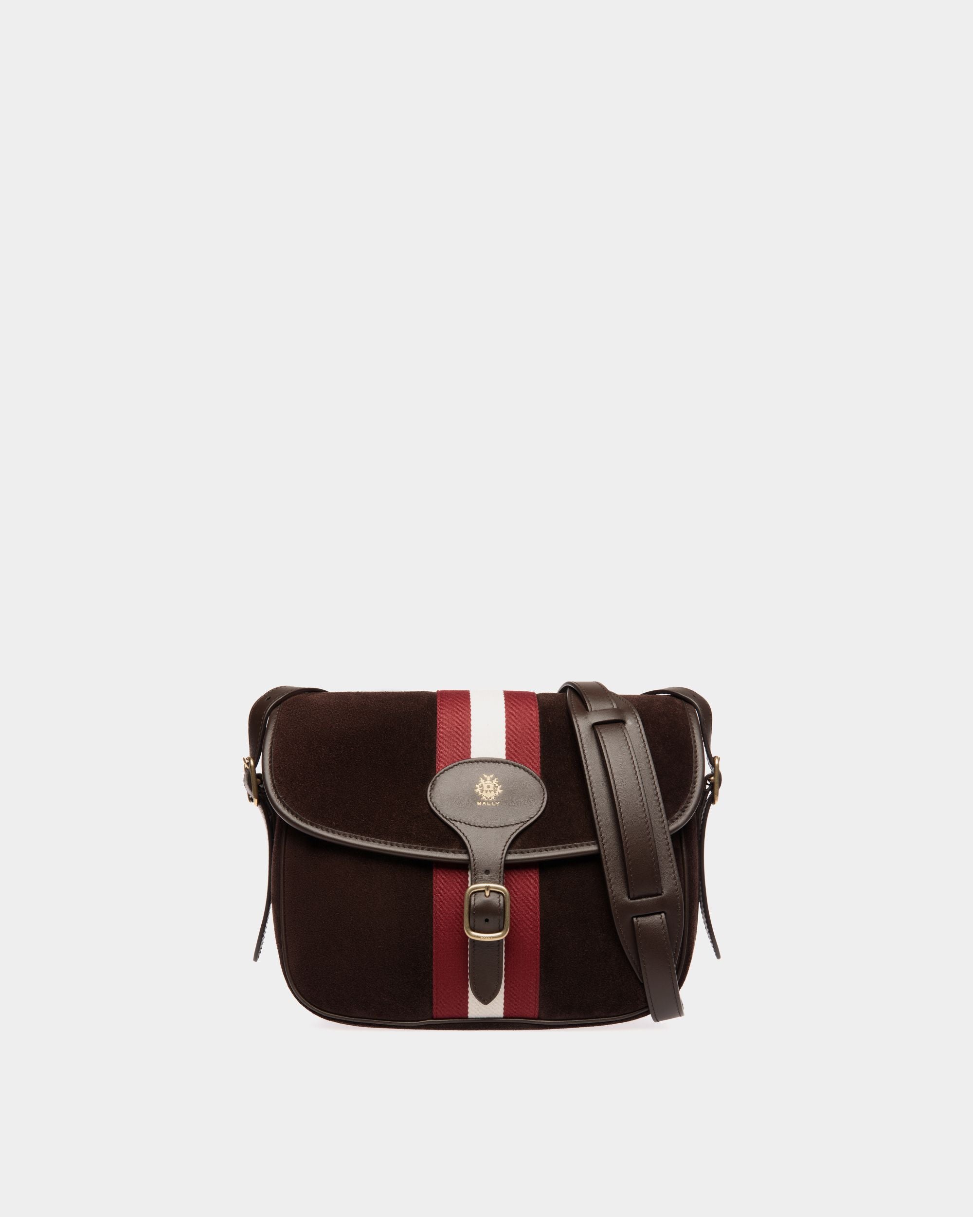 Sac À Bandoulière Beckett En Daim Et Cuir Ebano - Homme - Bally - 01